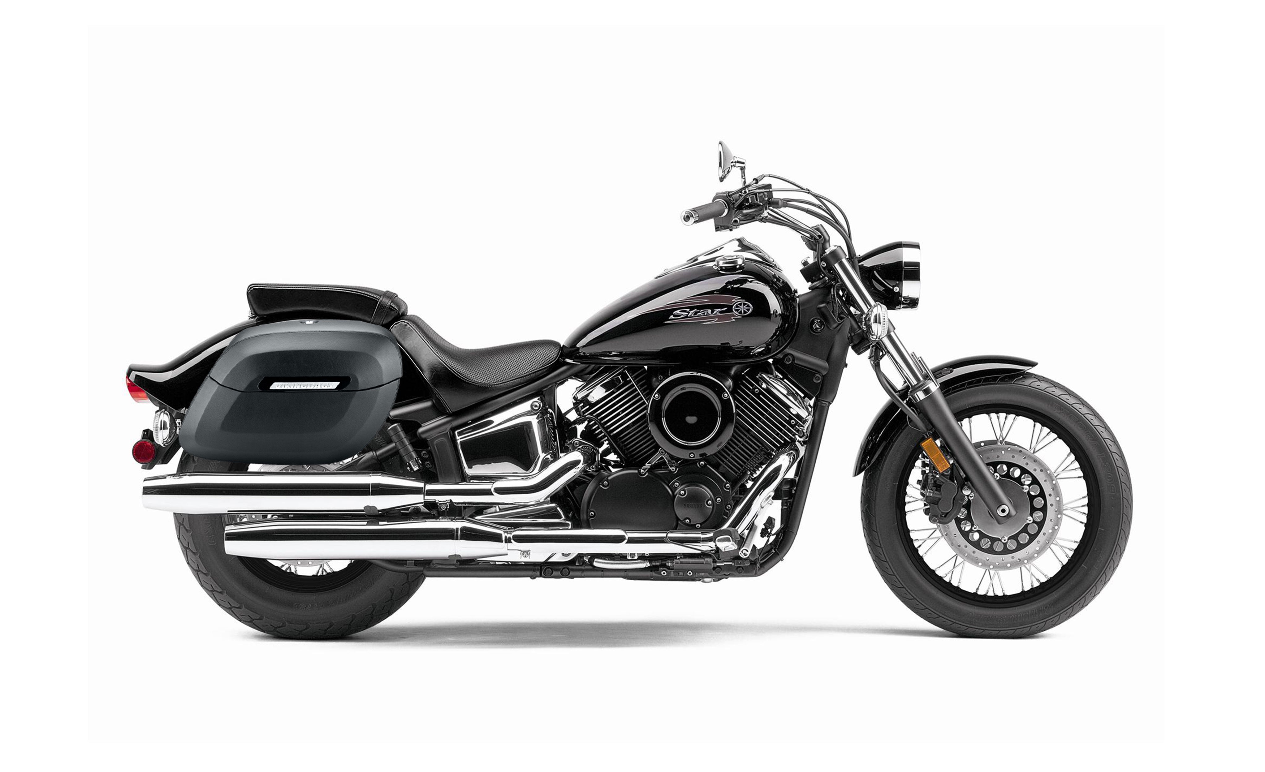 40L - Lamellar Raven Extra Large Yamaha V Star 1100 Custom XVS11T Matte Motorcycle Hard Saddlebags Bag on Bike @expand