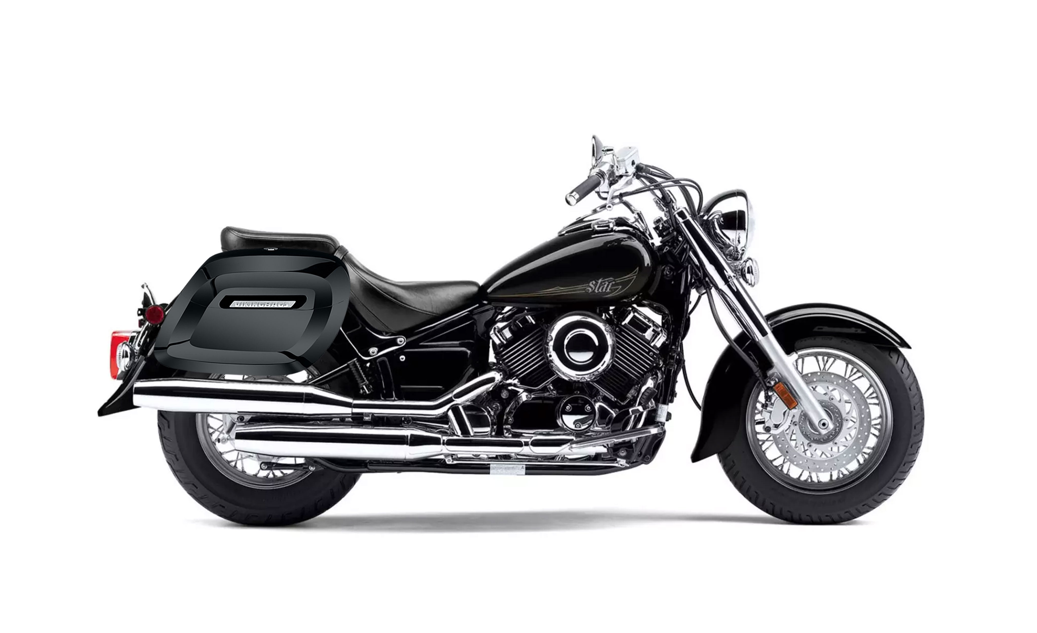 40L - Lamellar Raven Extra Large Yamaha V Star 650 Classic XVS65A Painted Motorcycle Hard Saddlebags Bag on Bike @expand