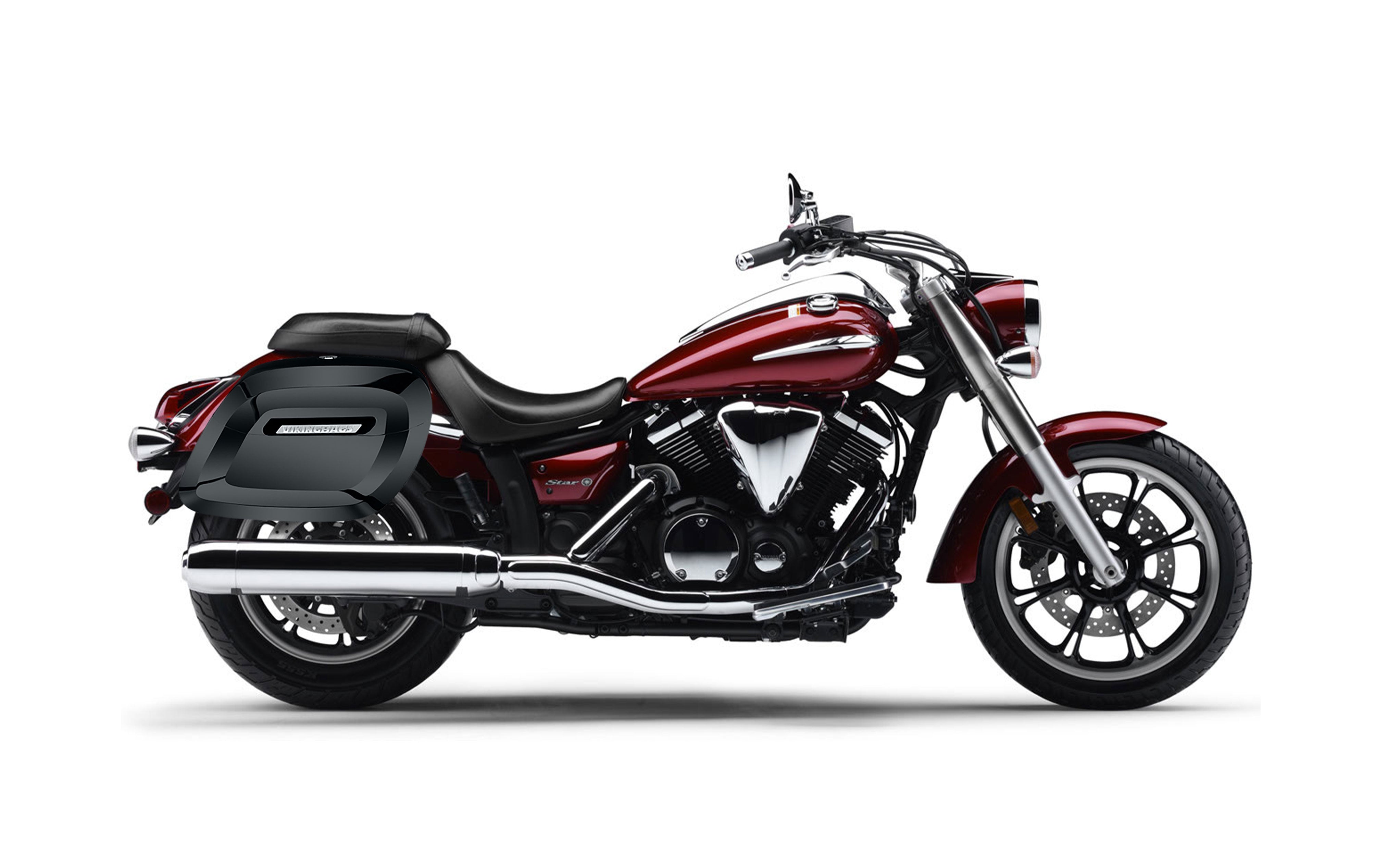 40L - Lamellar Raven Extra Large Yamaha V Star 950 Painted Motorcycle Hard Saddlebags Bag on Bike @expand