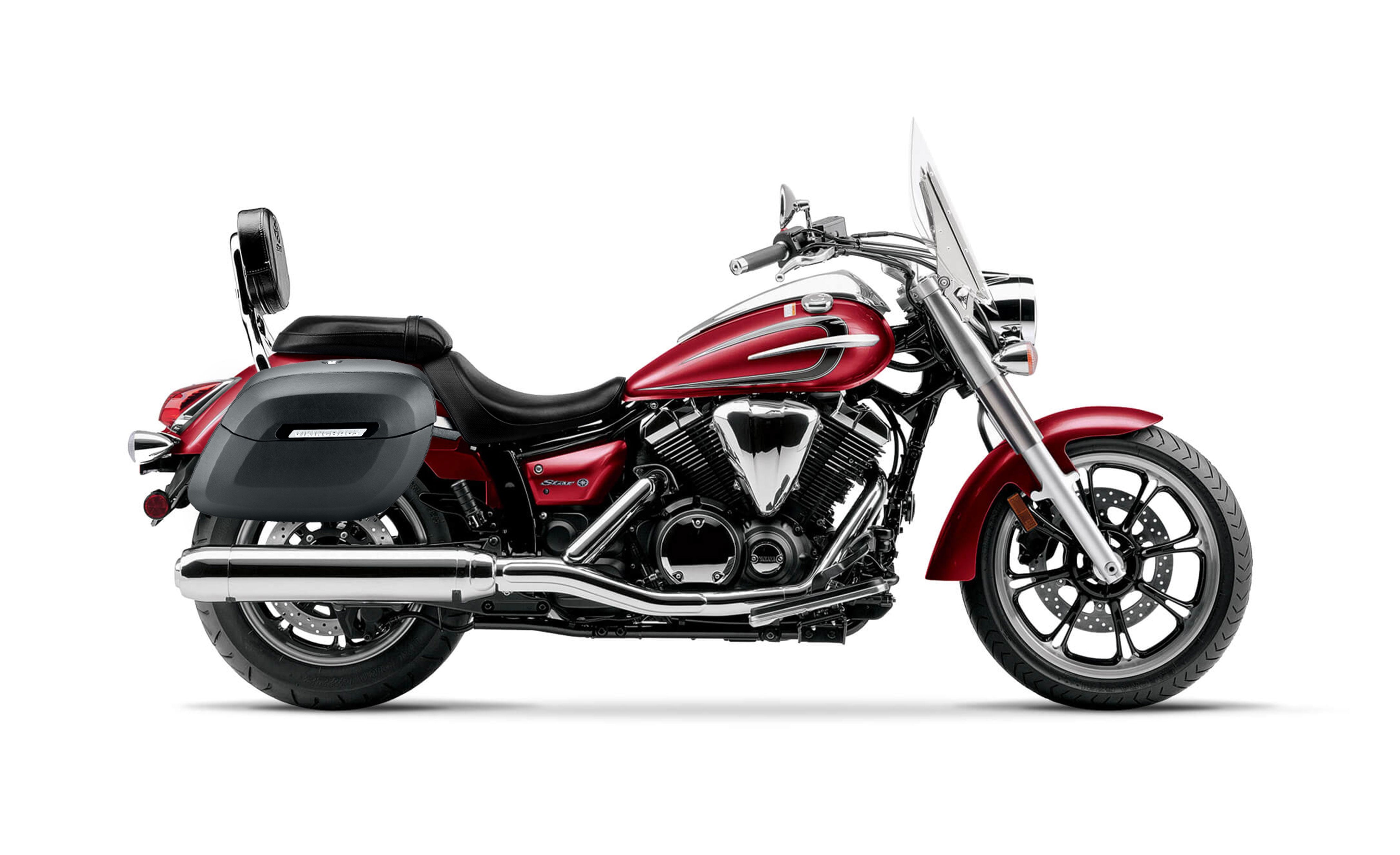 40L - Lamellar Raven Extra Large Yamaha V Star 950 Tourer Matte Motorcycle Hard Saddlebags Bag on Bike @expand