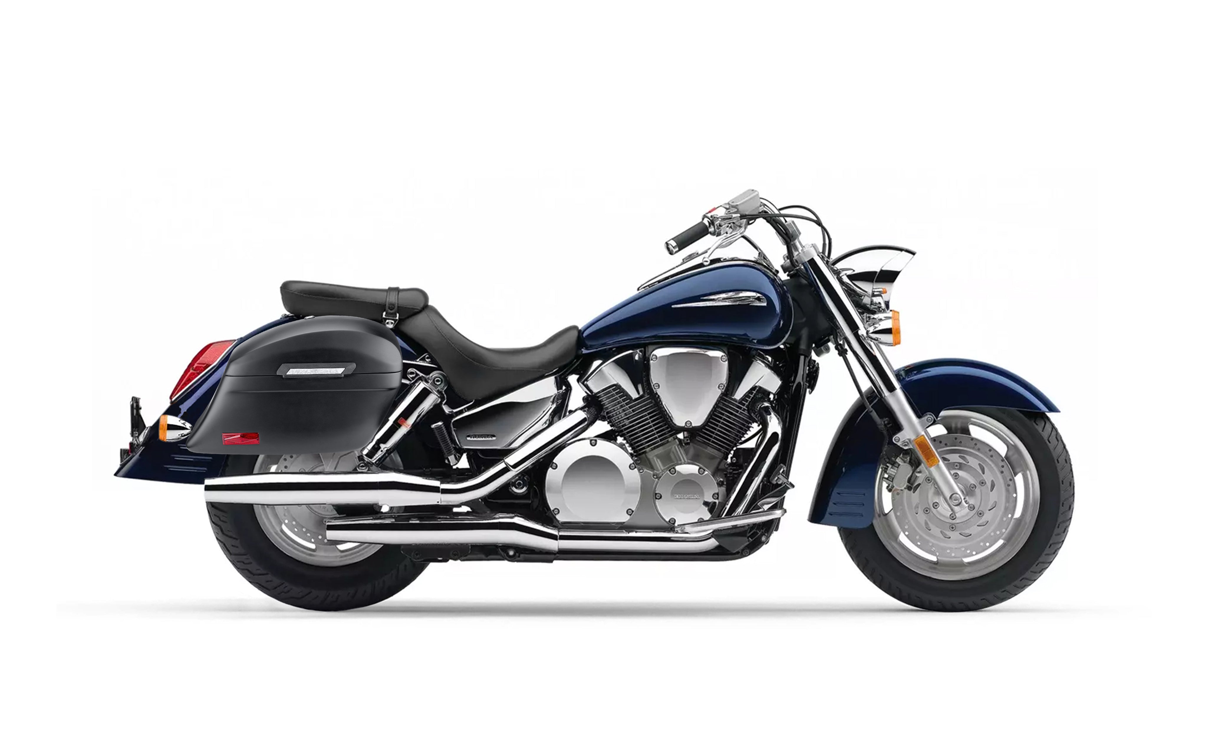 44L - Lamellar Stallion Extra Large Honda VTX 1300 R (Retro) Matte Motorcycle Hard Saddlebags Bag on Bike @expand