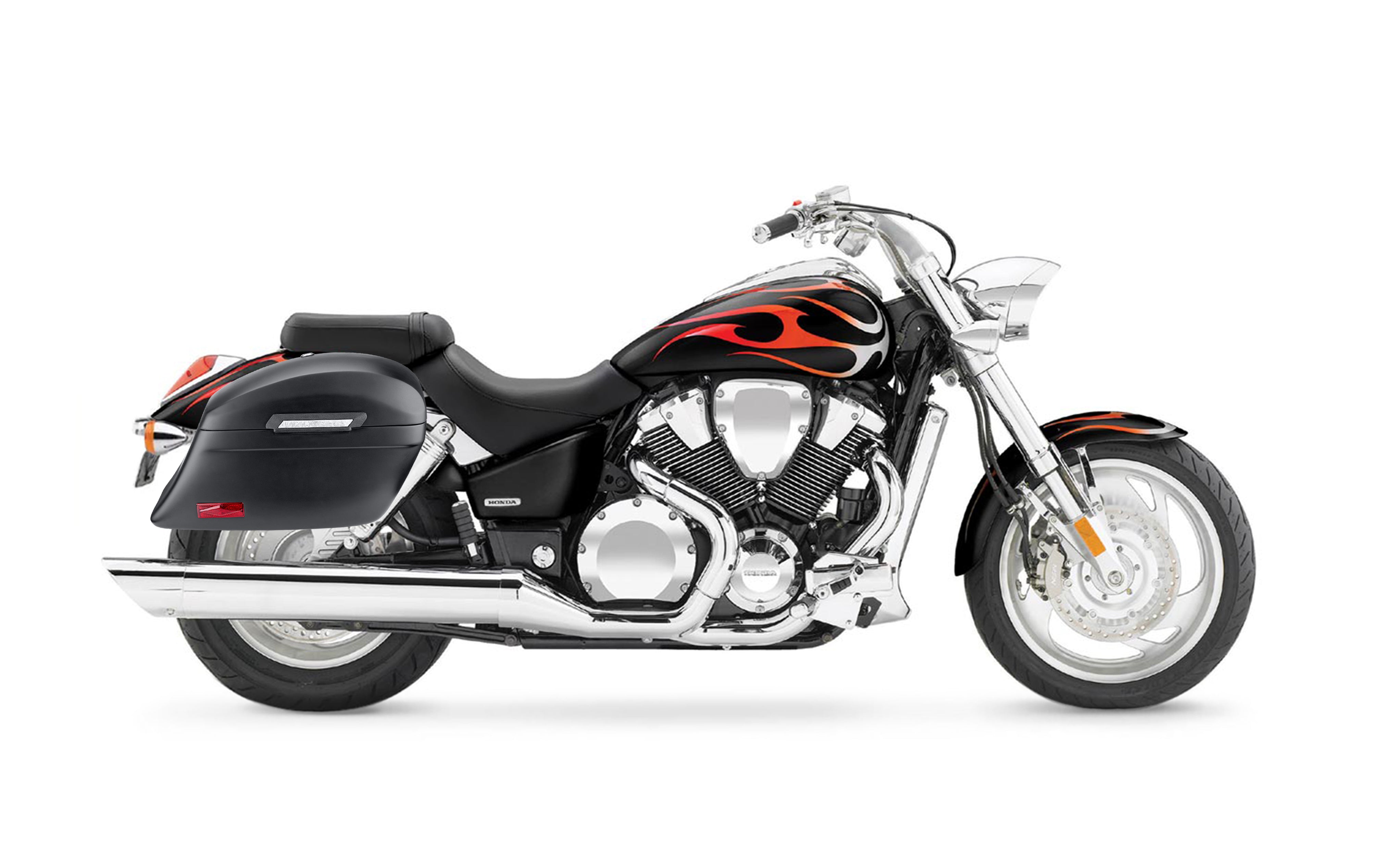 44L - Lamellar Stallion Extra Large Honda VTX 1800 C Matte Motorcycle Hard Saddlebags Bag on Bike @expand
