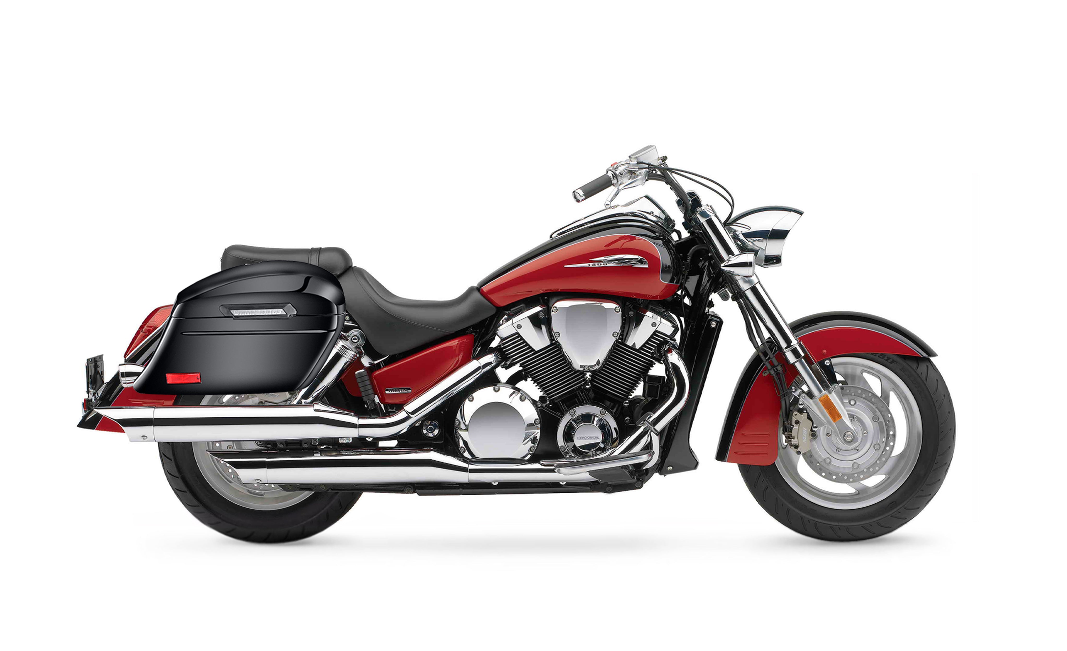 44L - Lamellar Stallion Extra Large Honda VTX 1800 R (Retro) Painted Motorcycle Hard Saddlebags Bag on Bike @expand