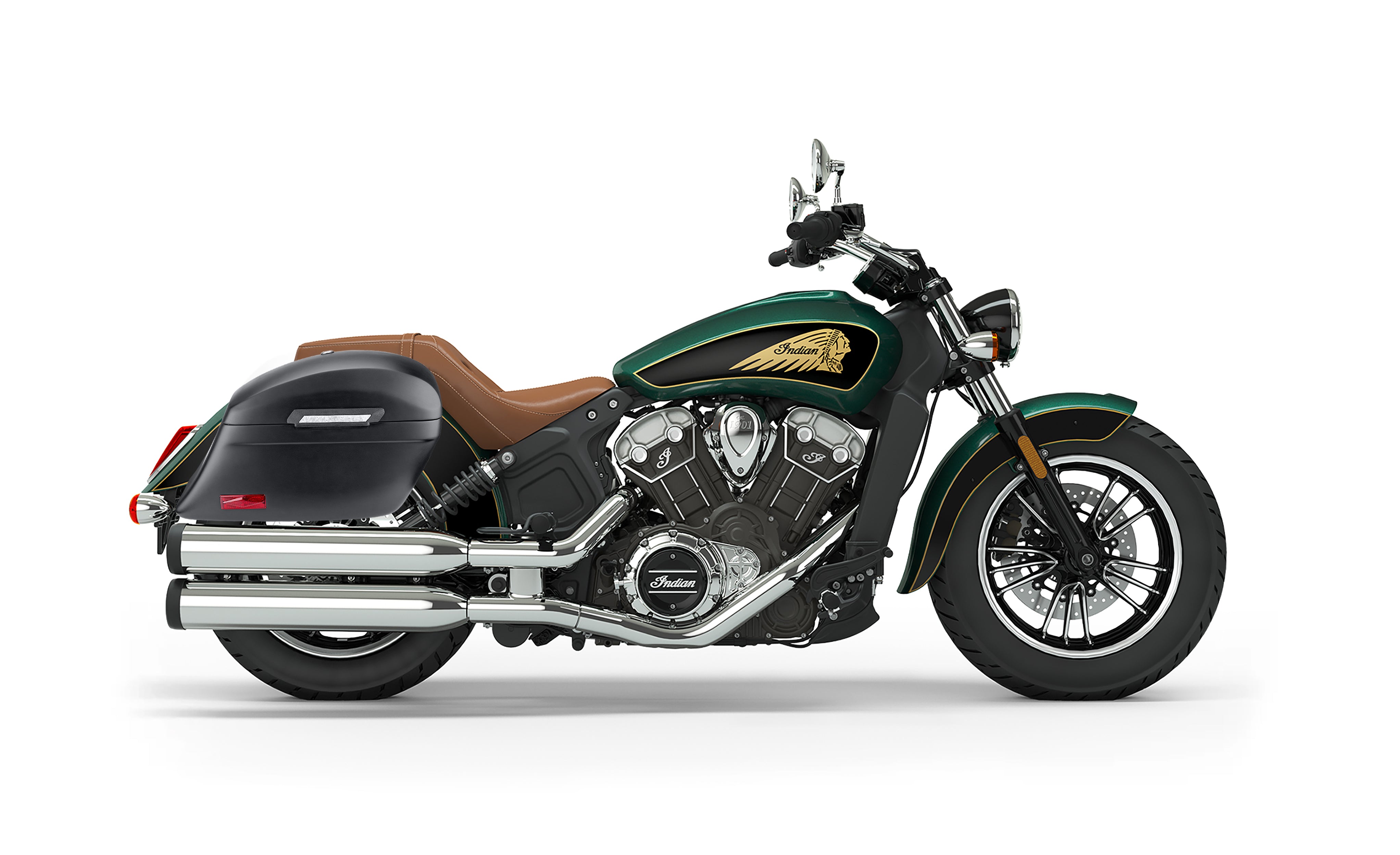 44L - Lamellar Stallion Extra Large Indian Scout Matte Motorcycle Hard Saddlebags Bag on Bike @expand