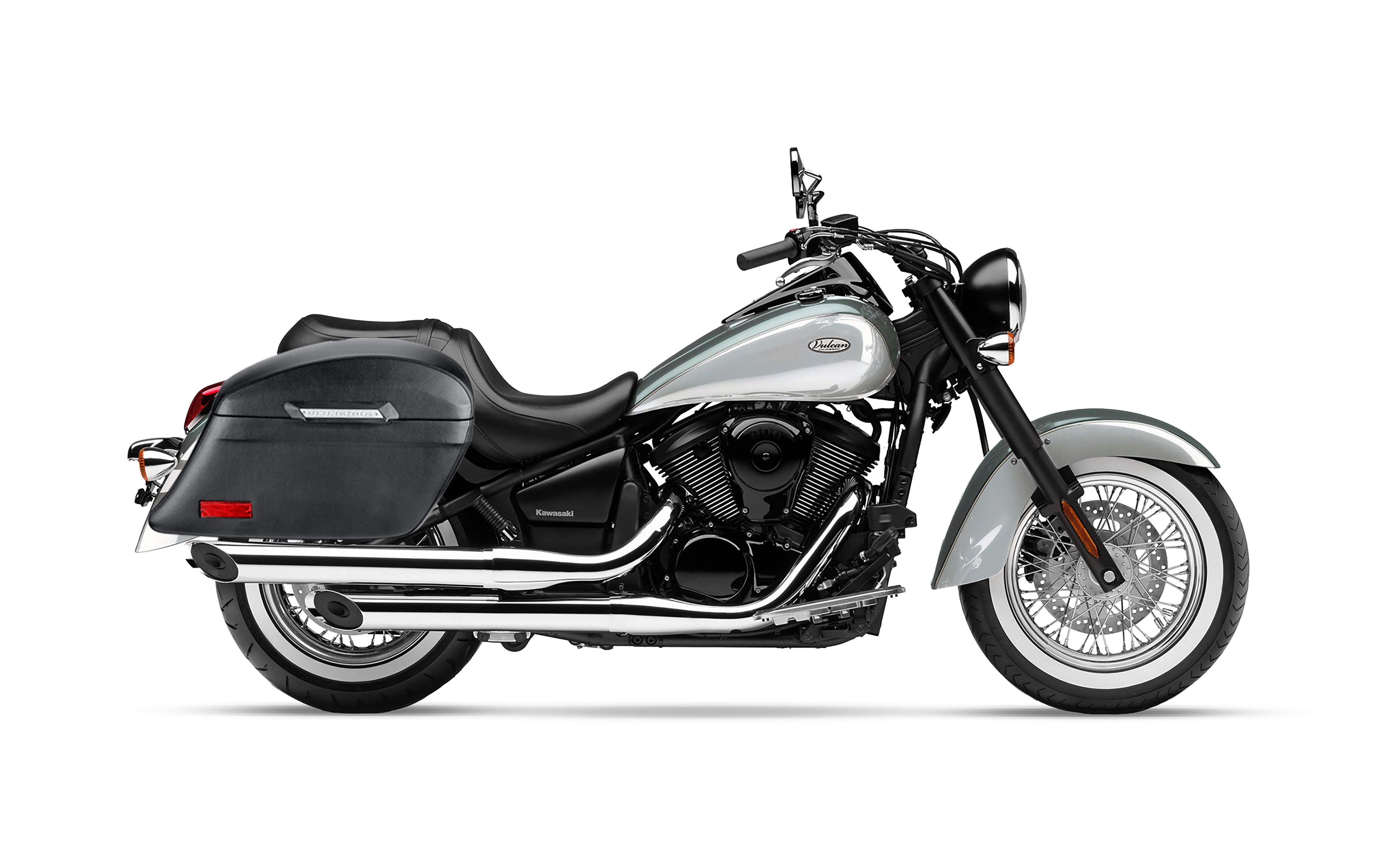 44L - Lamellar Stallion Extra Large Kawasaki Vulcan 900 Classic VN900 Leather Covered Motorcycle Hard Saddlebags @expand