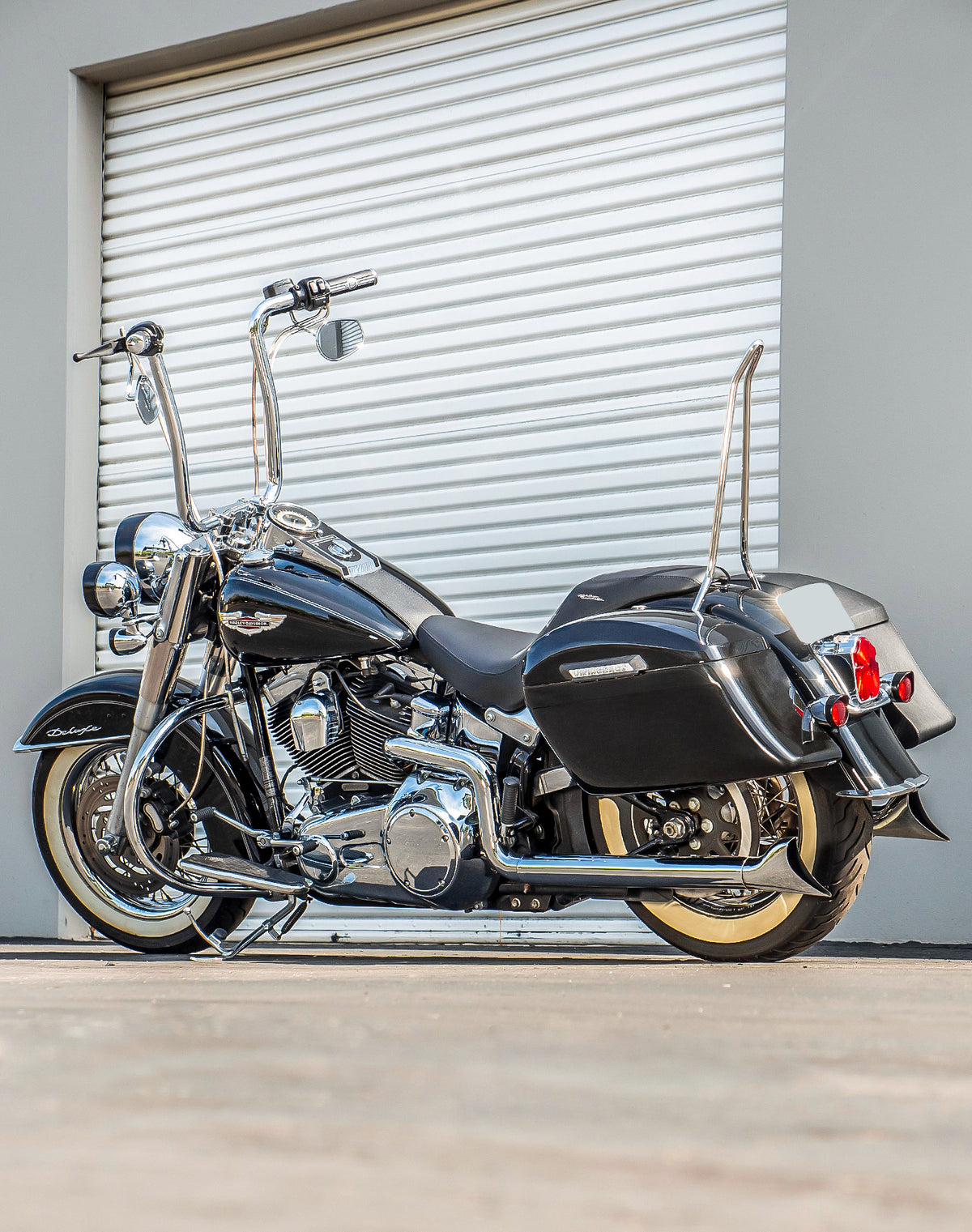 40L - Lamellar Stallion Extra Large Painted Motorcycle Hard Saddlebags for Harley Softail Deluxe FLSTN/I