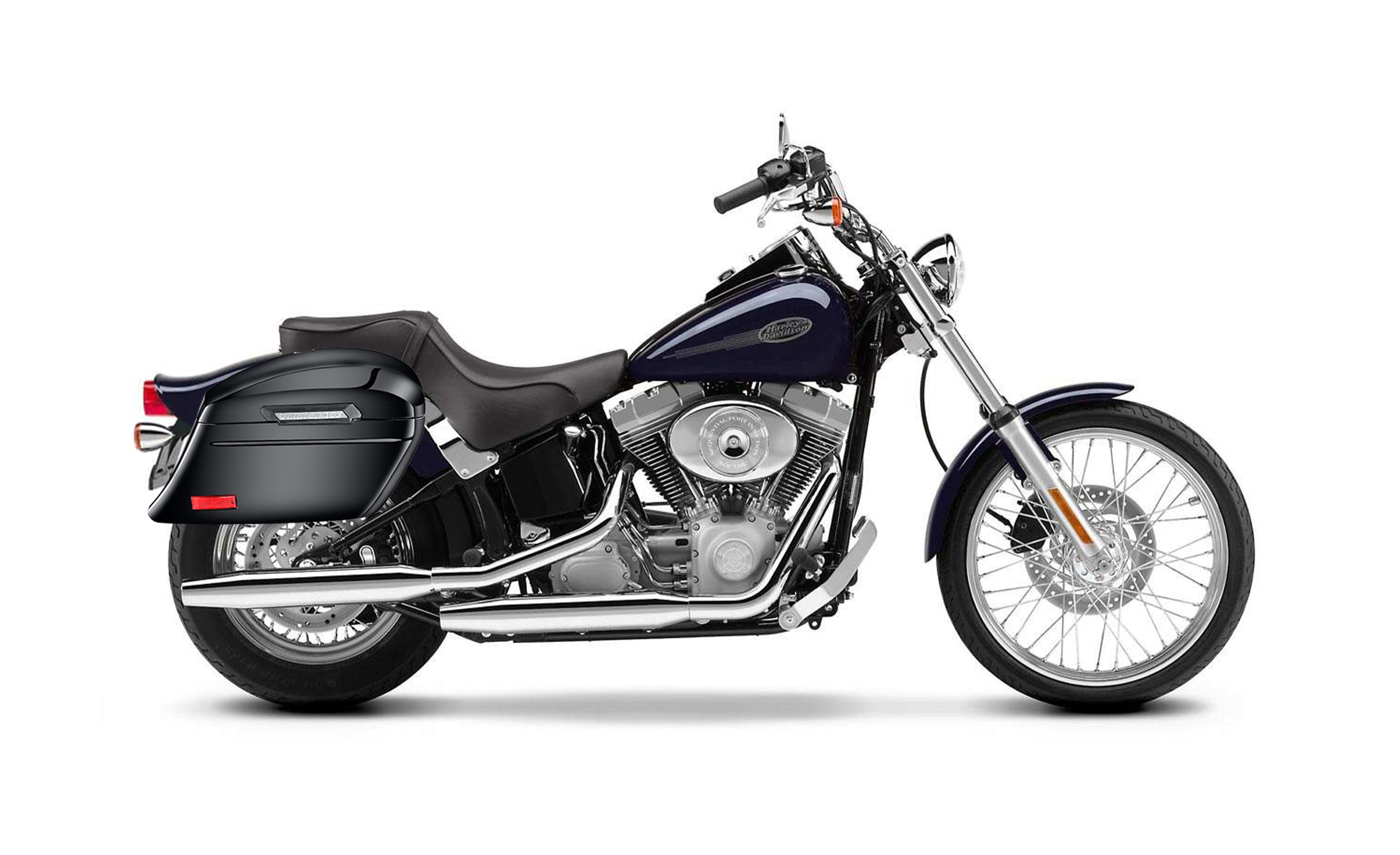 44L - Lamellar Stallion Extra Large Painted Motorcycle Hard Saddlebags for Harley Softail Standard FXST/I Bag on Bike @expand