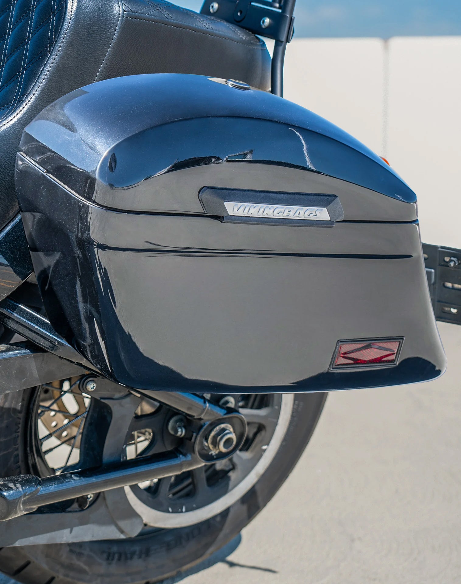 44L - Lamellar Stallion Extra Large Painted Motorcycle Hard Saddlebags for Harley Softail Street Bob FXBB/S