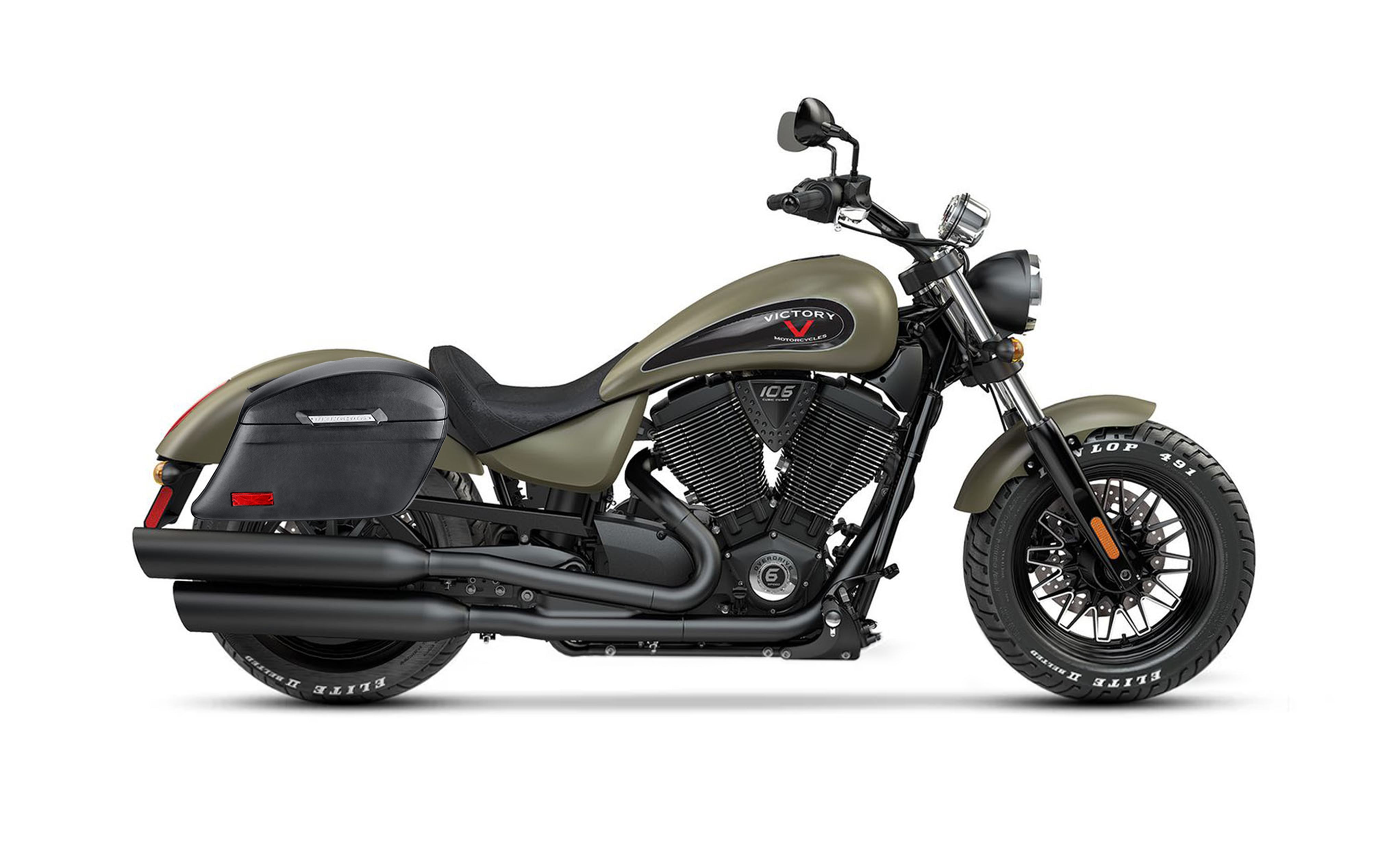 44L - Lamellar Stallion Extra Large Victory Gunner Leather Covered Motorcycle Hard Saddlebags Bag on Bike @expand