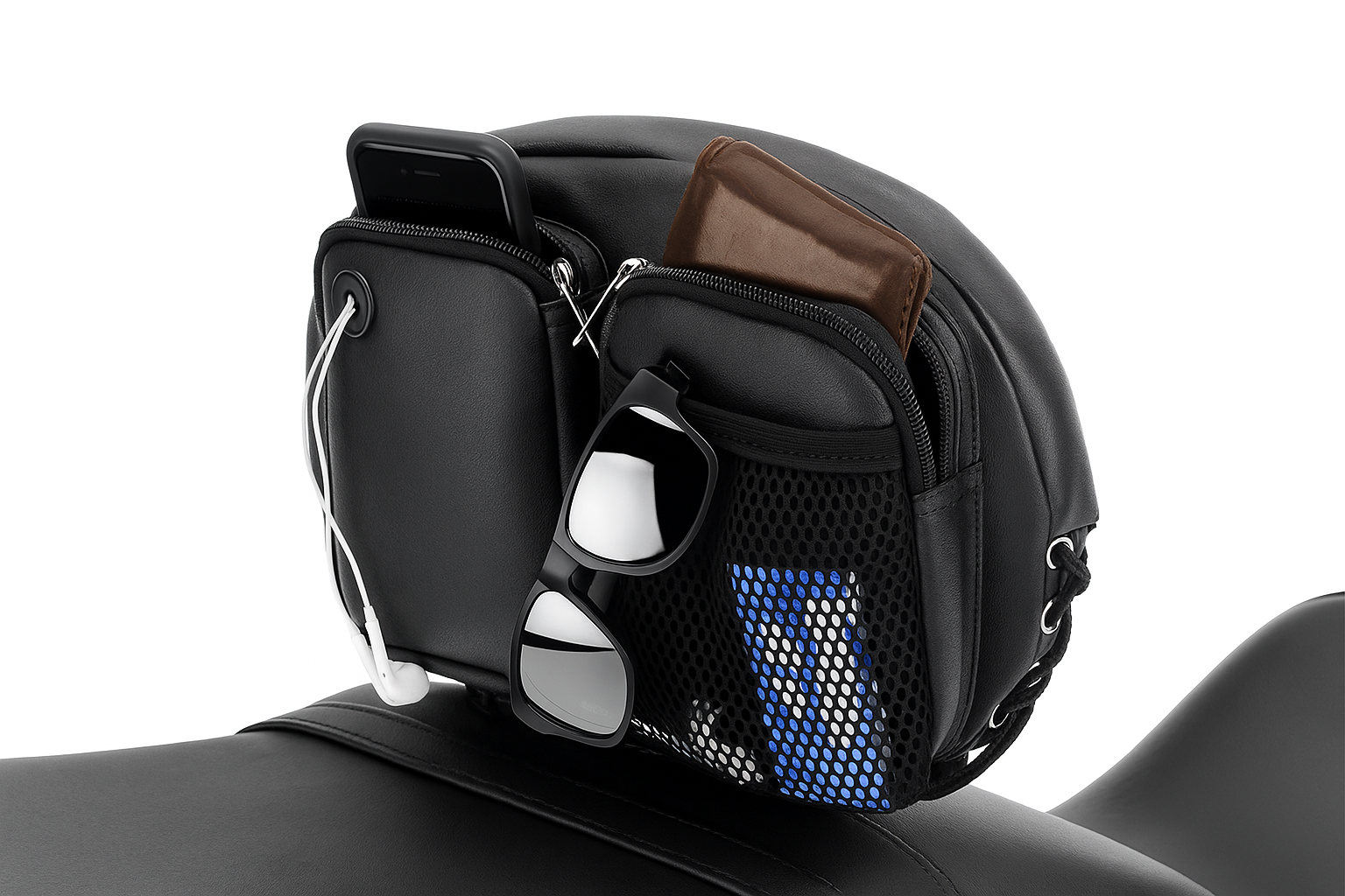 1L - Motorcycle Backrest Organizer Kit Product on Bike View @expand