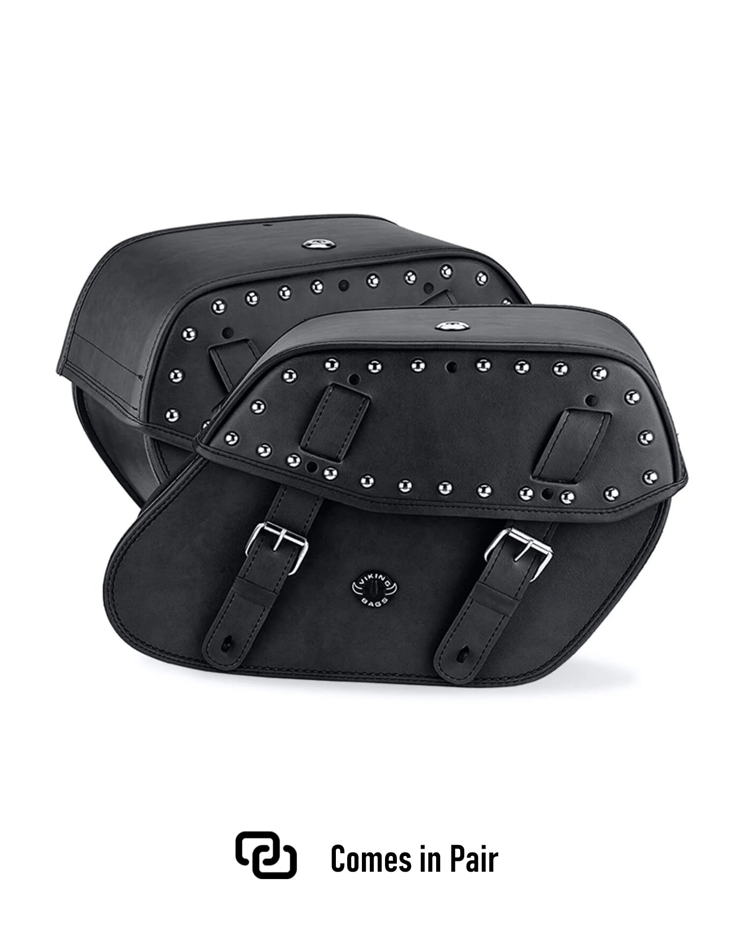 Viking Odin Large Kawasaki Mean Streak 1600 Studded Leather Motorcycle Saddlebags Weather Resistant Bags Comes in Pair