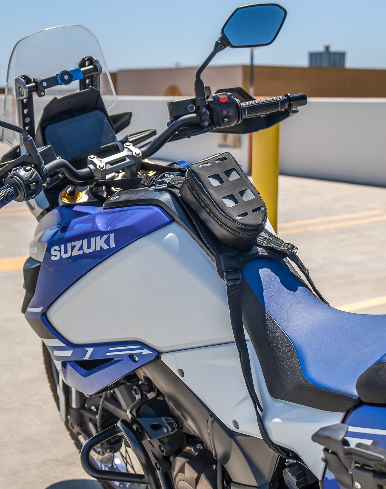 1L - Odyssey Suzuki Adventure Touring Tank Bag Lifestyle Vertical