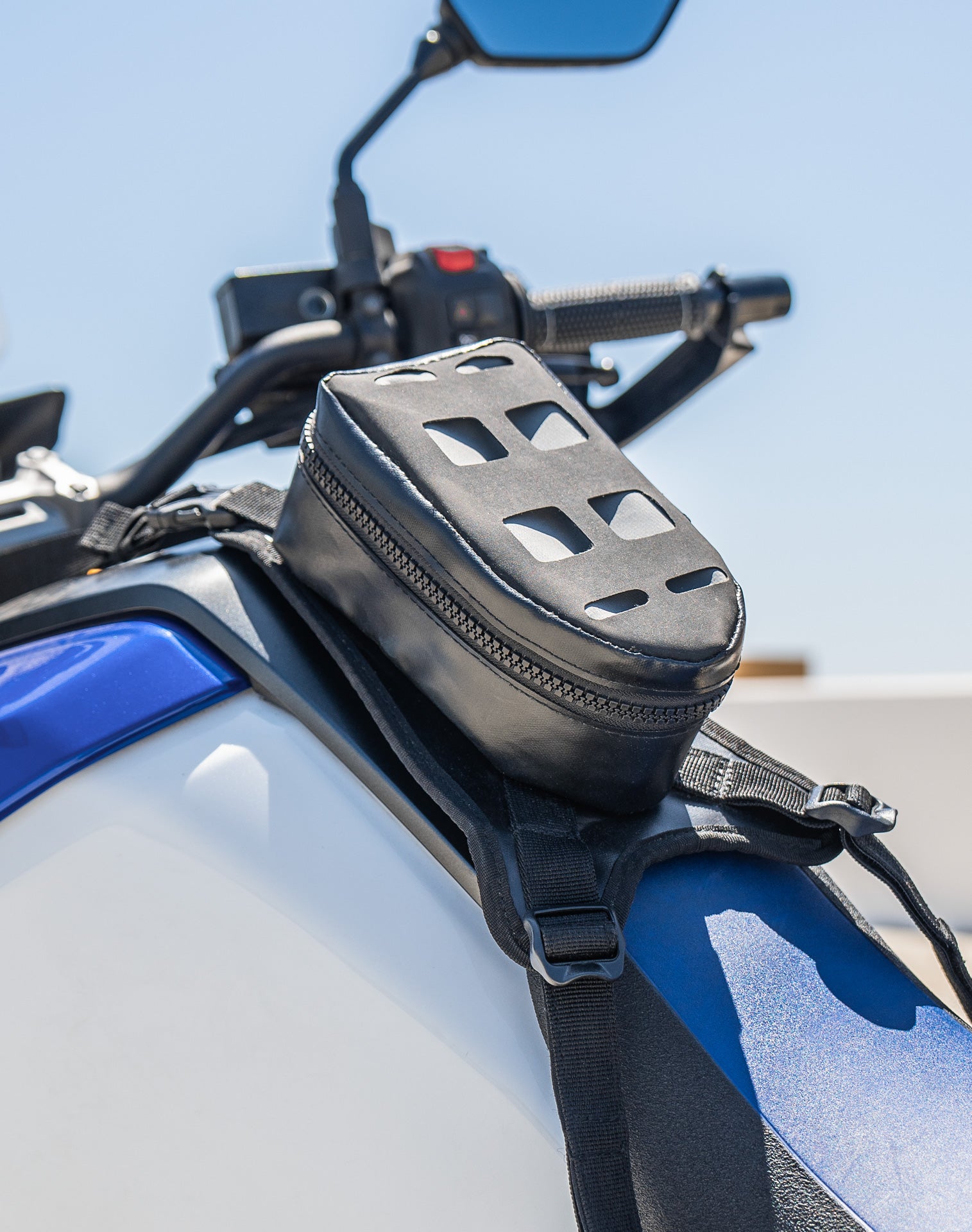 1L - Odyssey Suzuki Adventure Touring Tank Bag Lifestyle Vertical