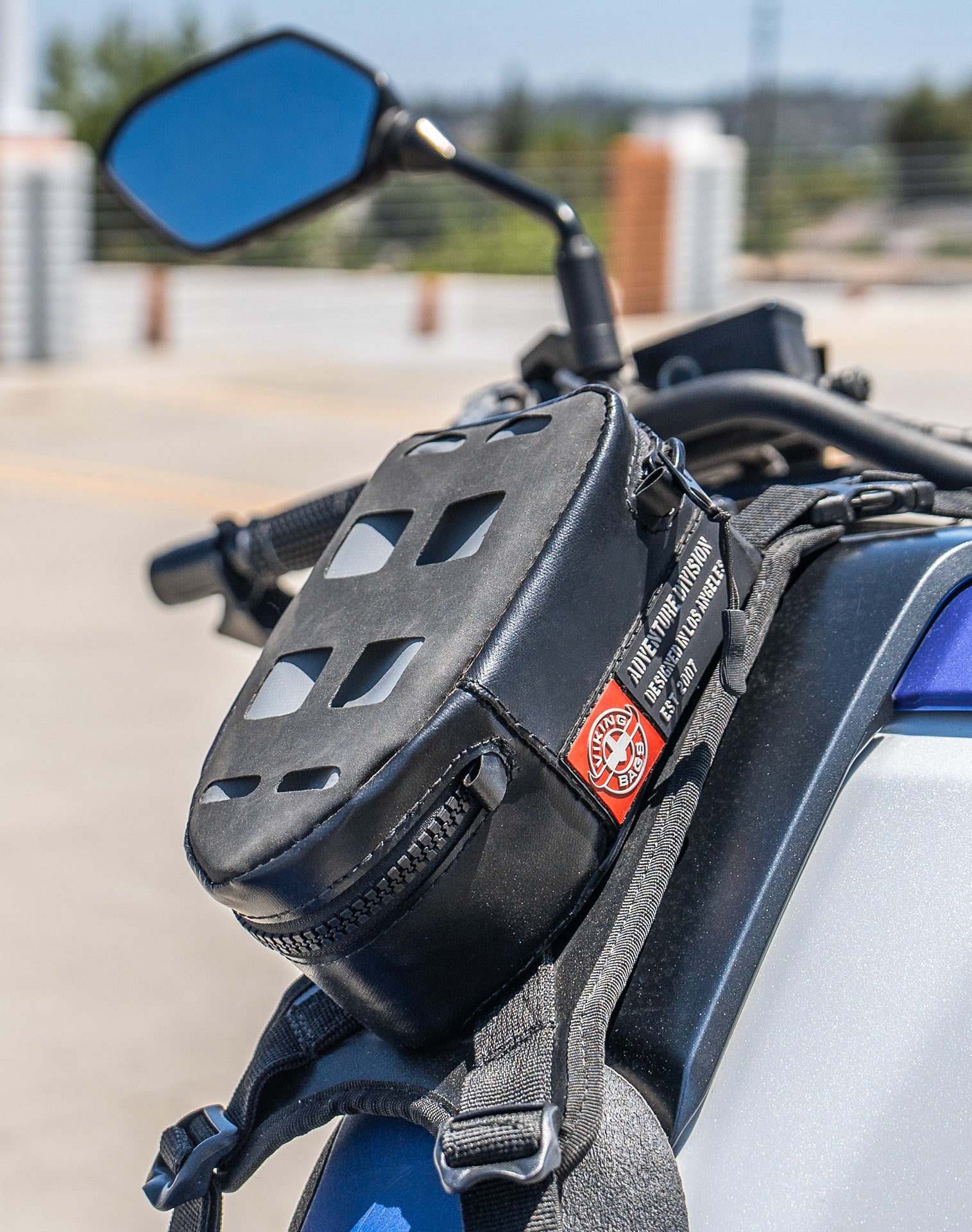 1L - Odyssey Suzuki Adventure Touring Tank Bag Lifestyle Vertical