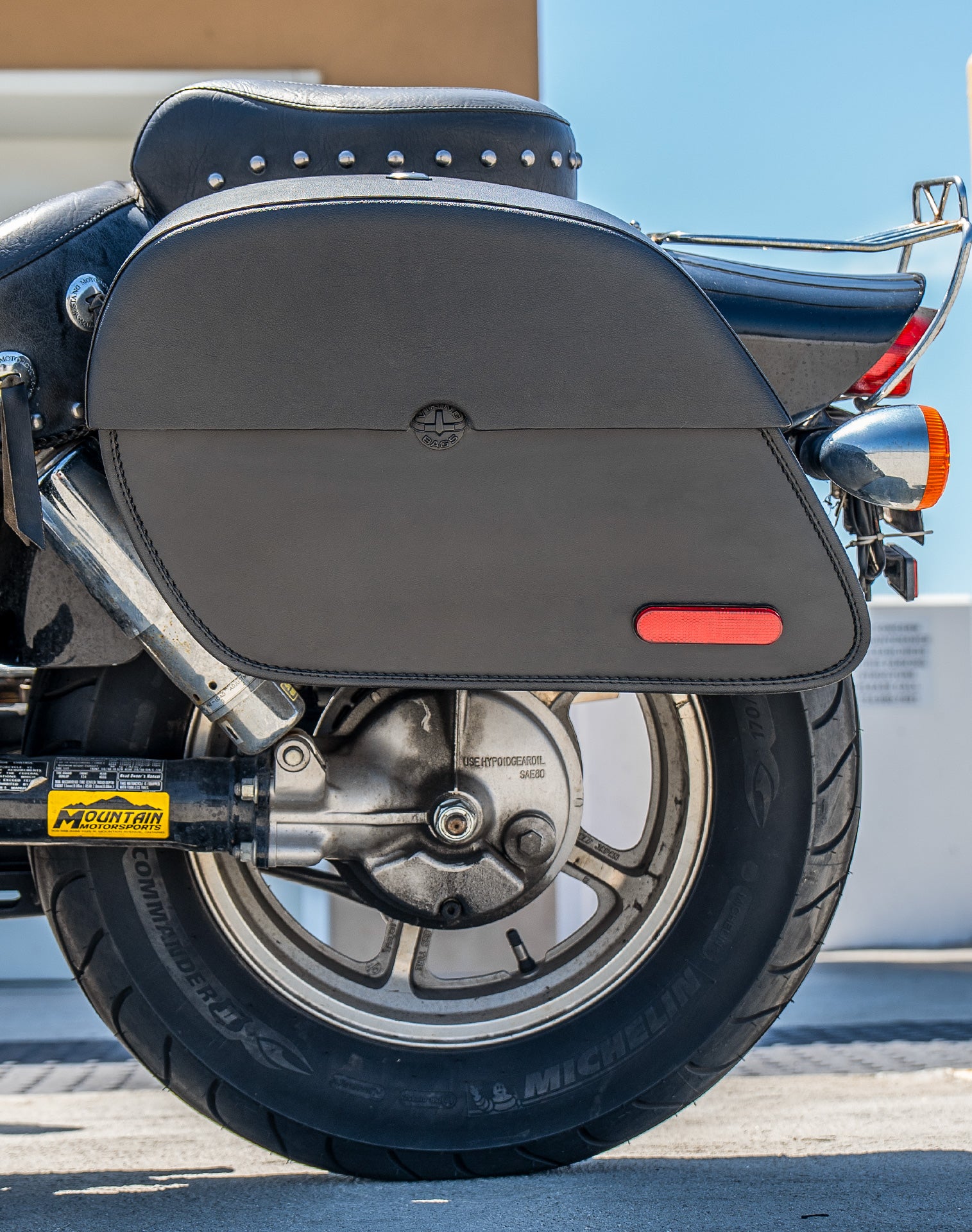 28L - Panzer Medium Honda Shadow 1100 Spirit Leather Motorcycle Saddlebags v2