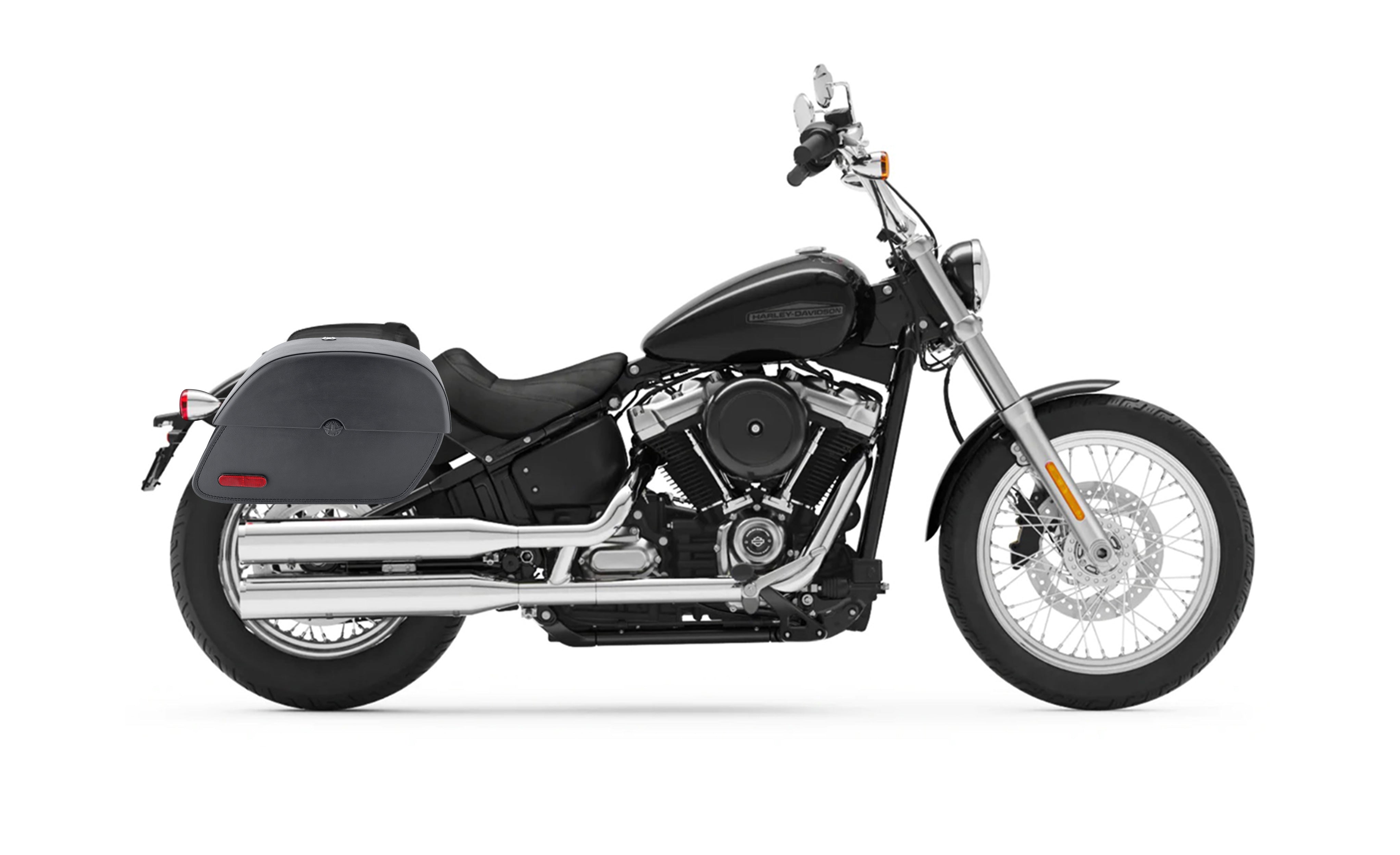 28L - Panzer Medium Motorcycle Saddlebags for Harley Softail Standard FXST Bag on Bike @expand