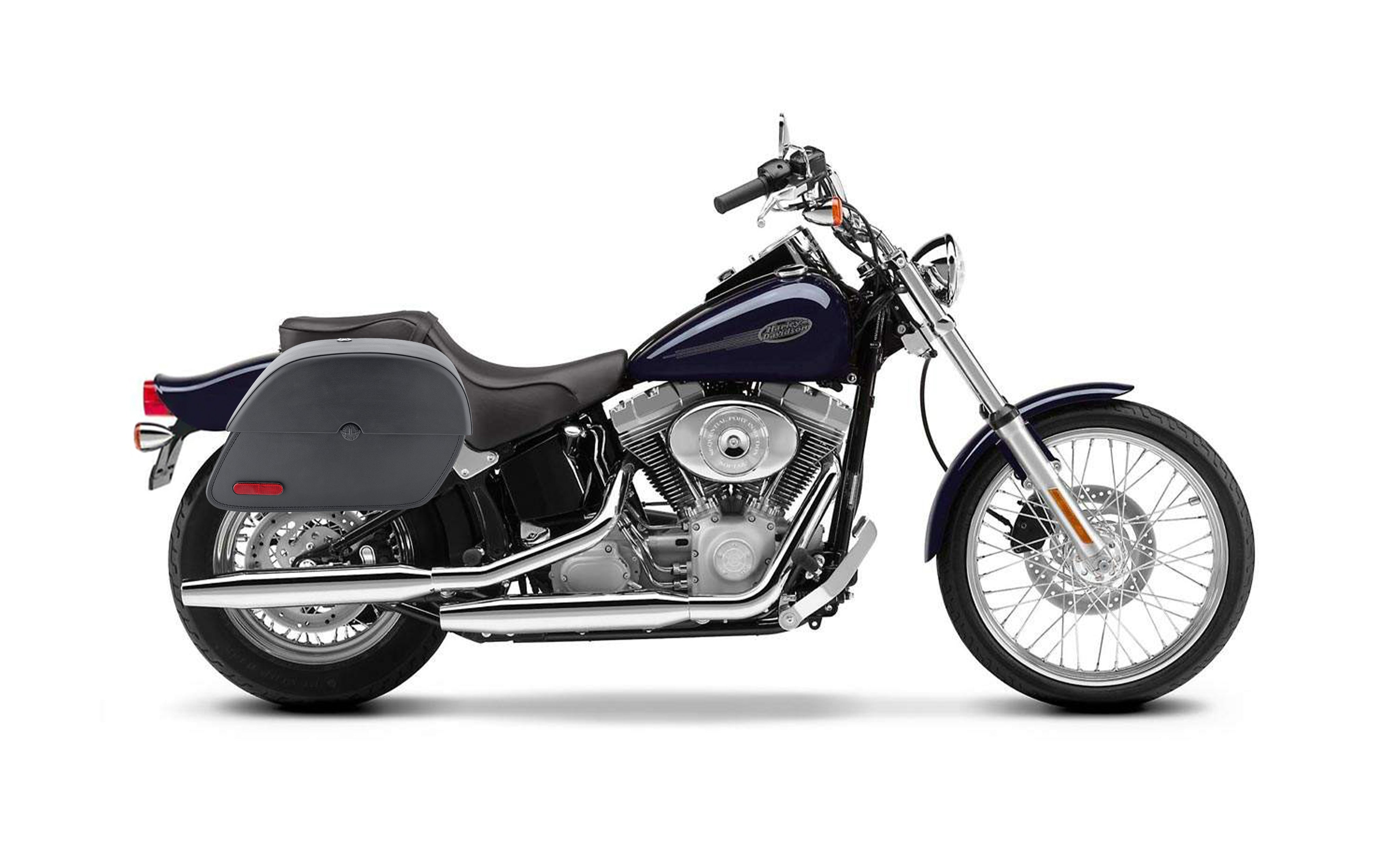 28L - Panzer Medium Motorcycle Saddlebags for Harley Davidson Softail Standard FXST/I Bag on Bike @expand