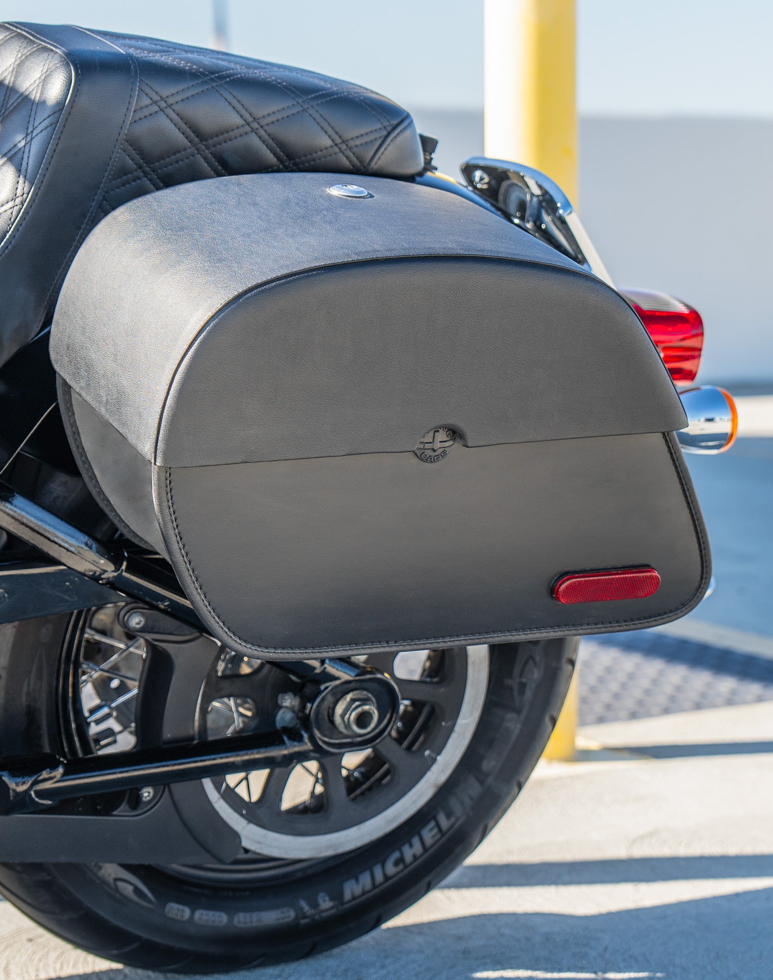 28L - Panzer Medium Hard Mount Saddlebags for Harley Softail Heritage FLHC/S Lifestyle