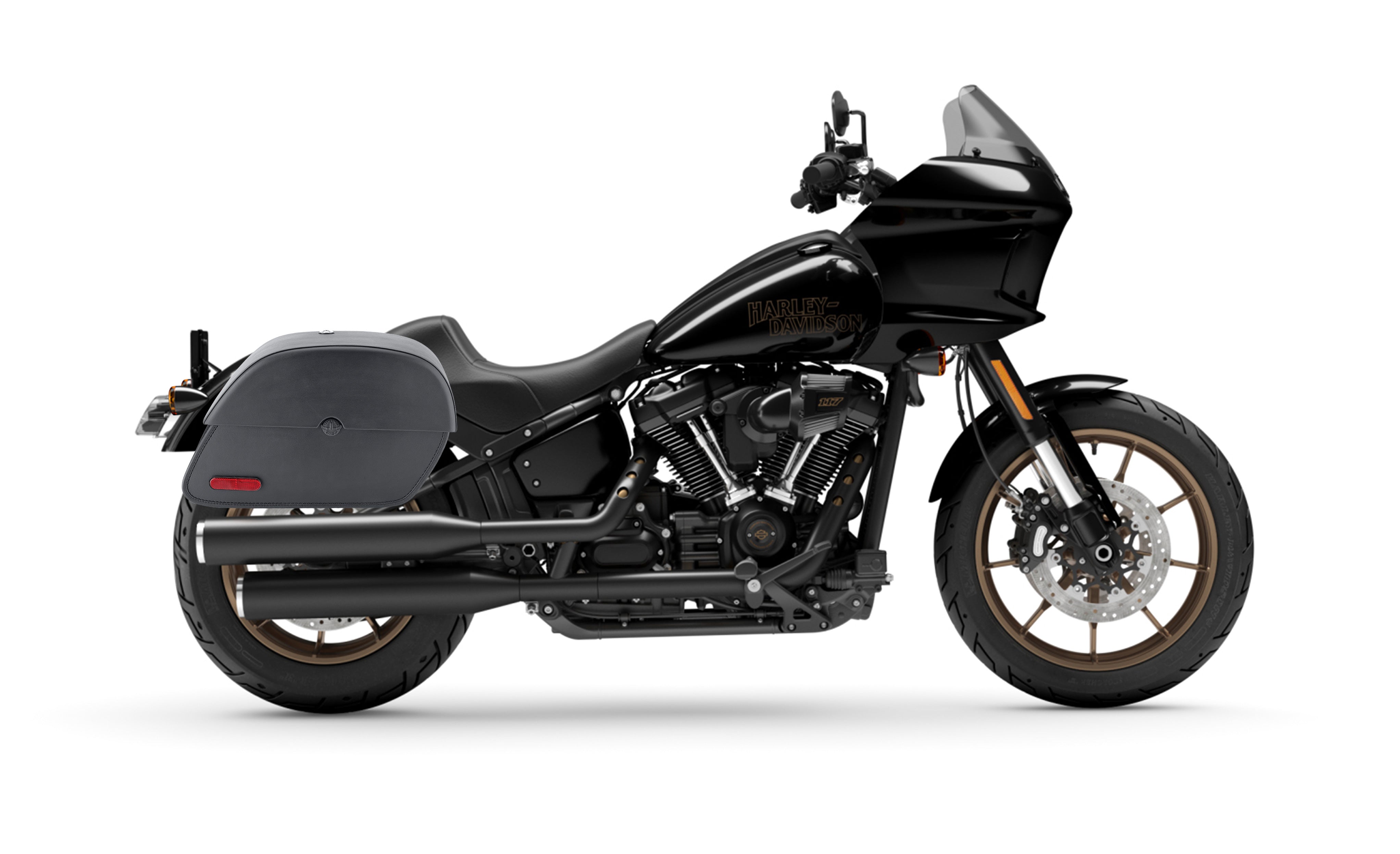 28L - Panzer Medium Motorcycle Saddlebags for Harley Davidson Softail Low Rider ST FXLRST Bag on Bike @expand