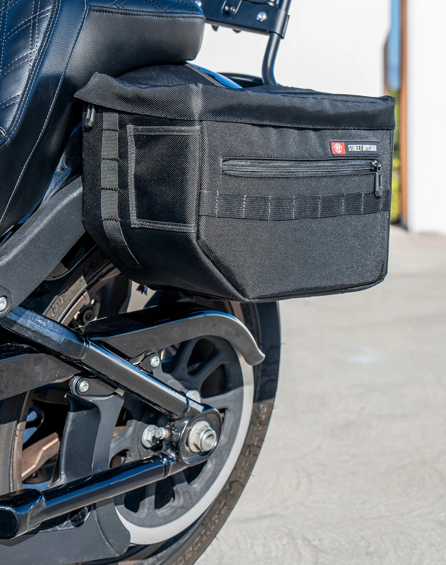 18L - Patriot Medium Motorcycle Throw Over Saddlebags for Harley Softail Low Rider S FXLRS Vertica Lifestyle