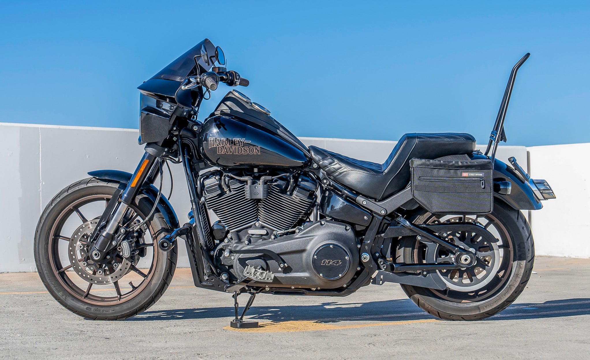 18L - Patriot Medium Motorcycle Throw Over Saddlebags for Harley Softail Low Rider S FXLRS Lifestyle @expand