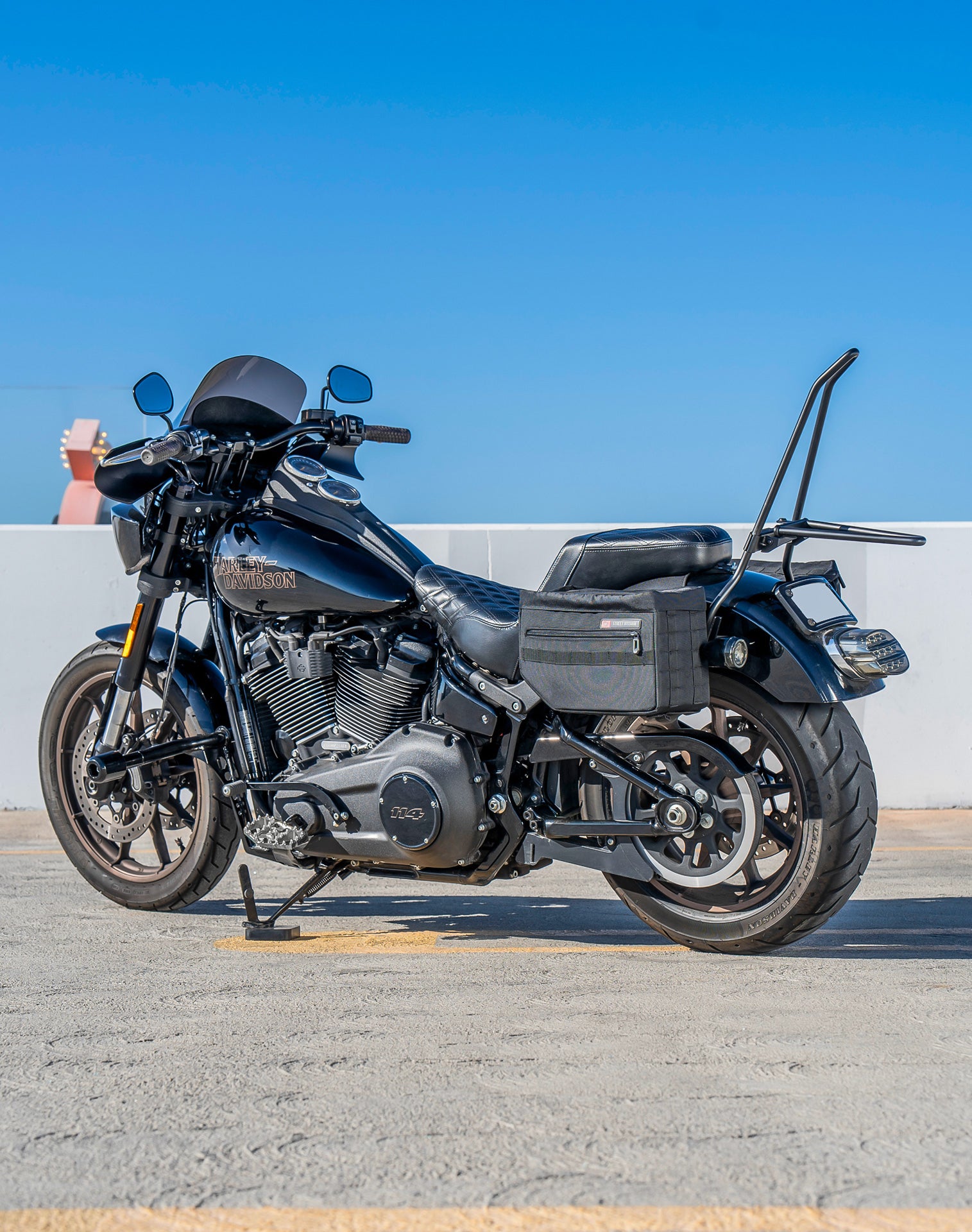 18L - Patriot Medium Motorcycle Throw Over Saddlebags for Harley Softail Low Rider S FXLRS Lifestyle