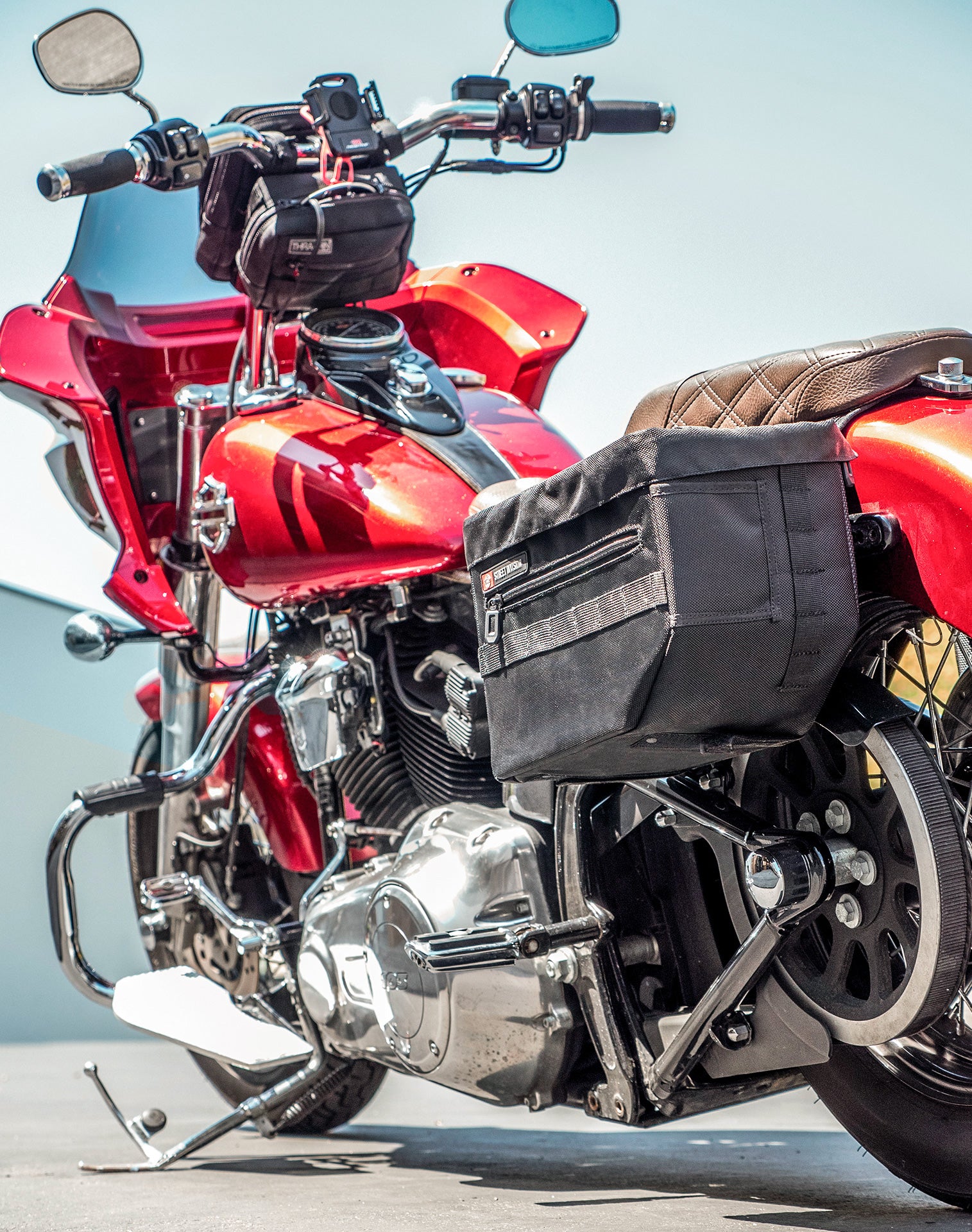 18L - Patriot Large Motorcycle Throw Over Saddlebags for Harley Softail Slim FLS v1