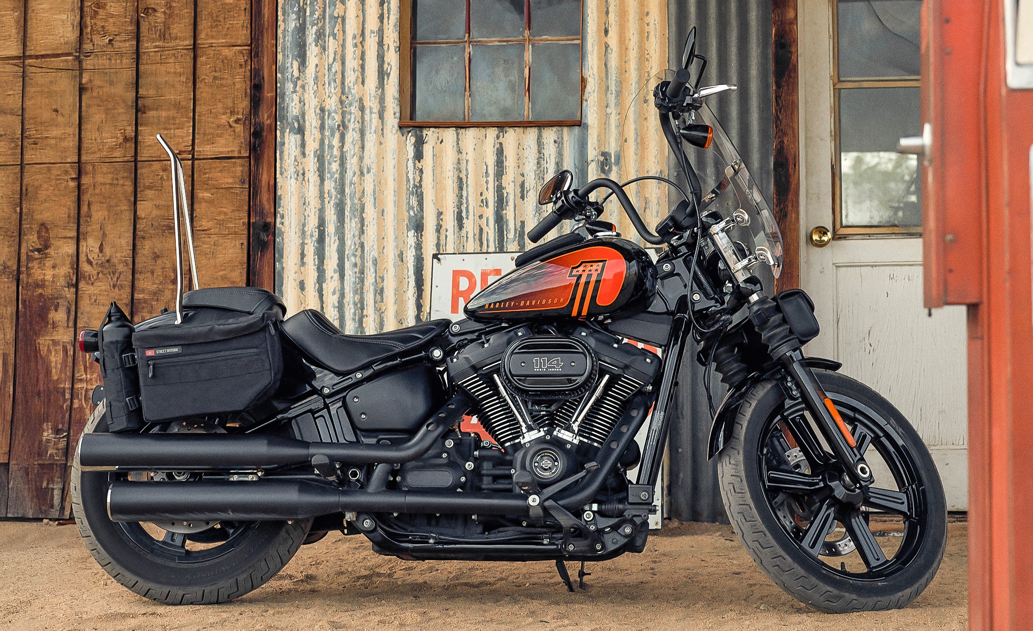 Viking Patriot Motorcycle Fuel Bottle w/Bottle Holster on Bike @expand