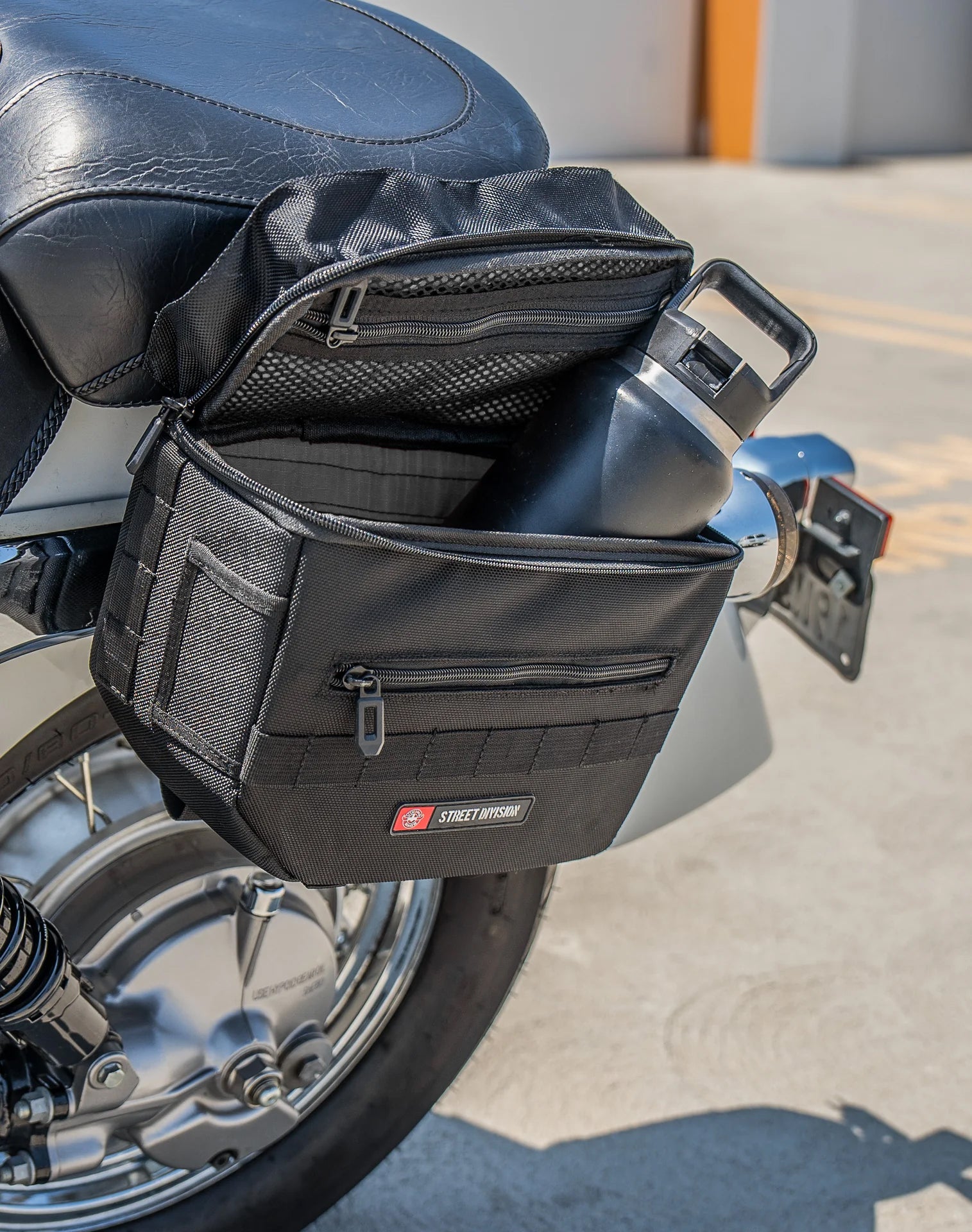 10L - Patriot Small Honda Shadow 750 Aero Throw Over Saddlebags Life Style 4