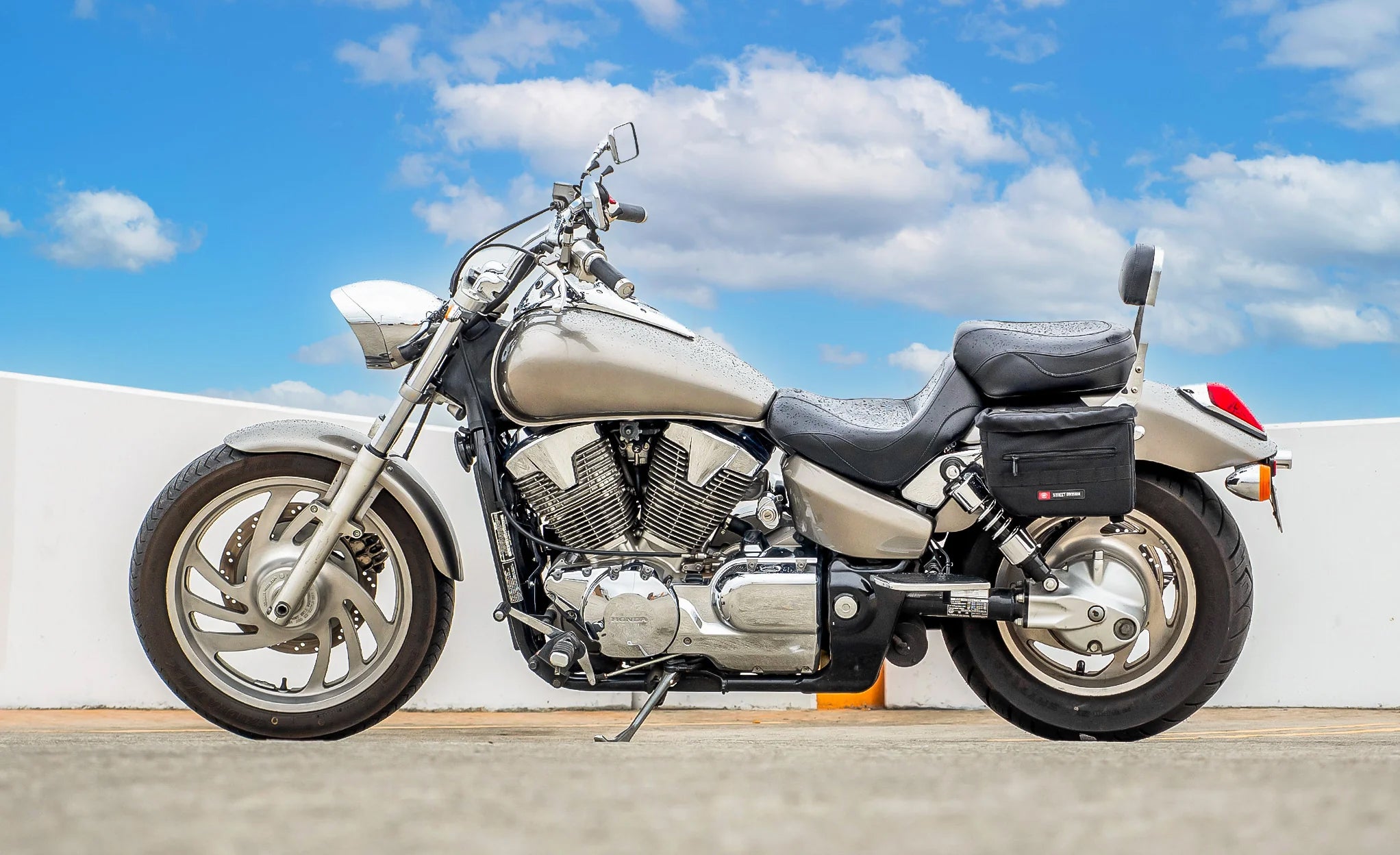 10L - Patriot Small Honda VTX 1800 N Throw Over Saddlebags Life Style Photo @expand