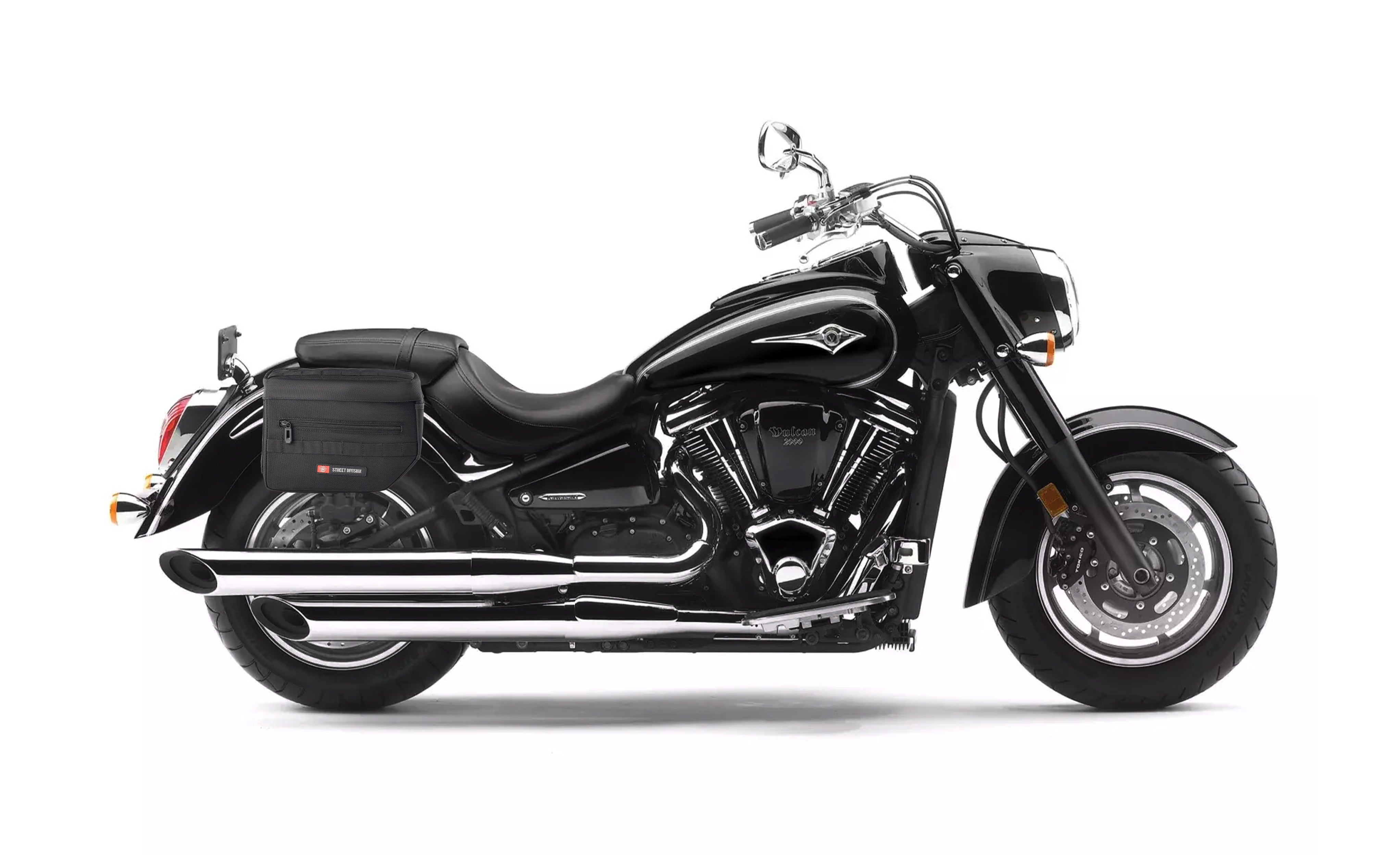 10L - Patriot Small Kawasaki Vulcan 2000 VN2000 Throw Over Saddlebags Bag on Bike @expand