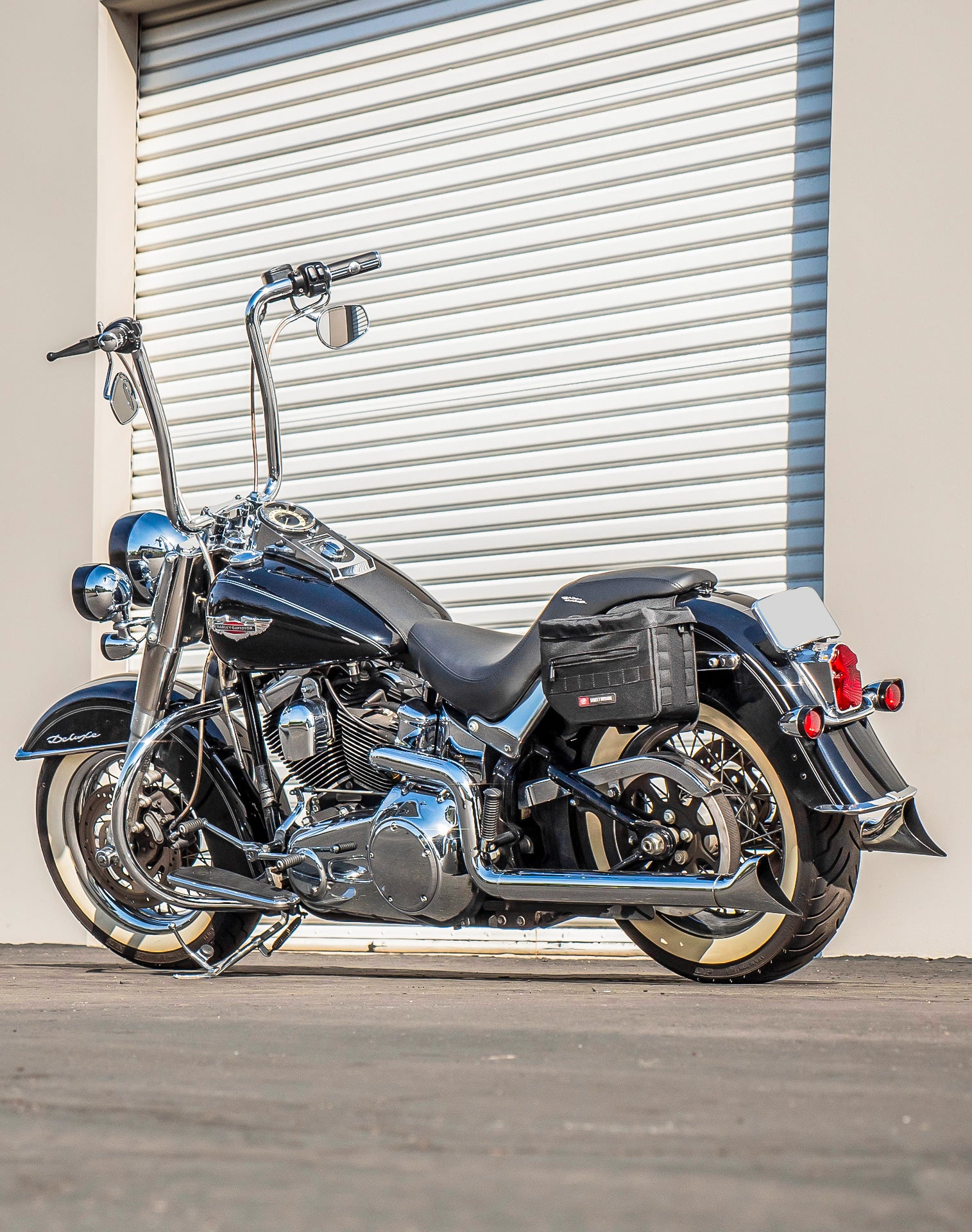 8L - Patriot Small Motorcycle Throw Over Saddlebags for Harley Softail Deluxe FLSTN/I v1