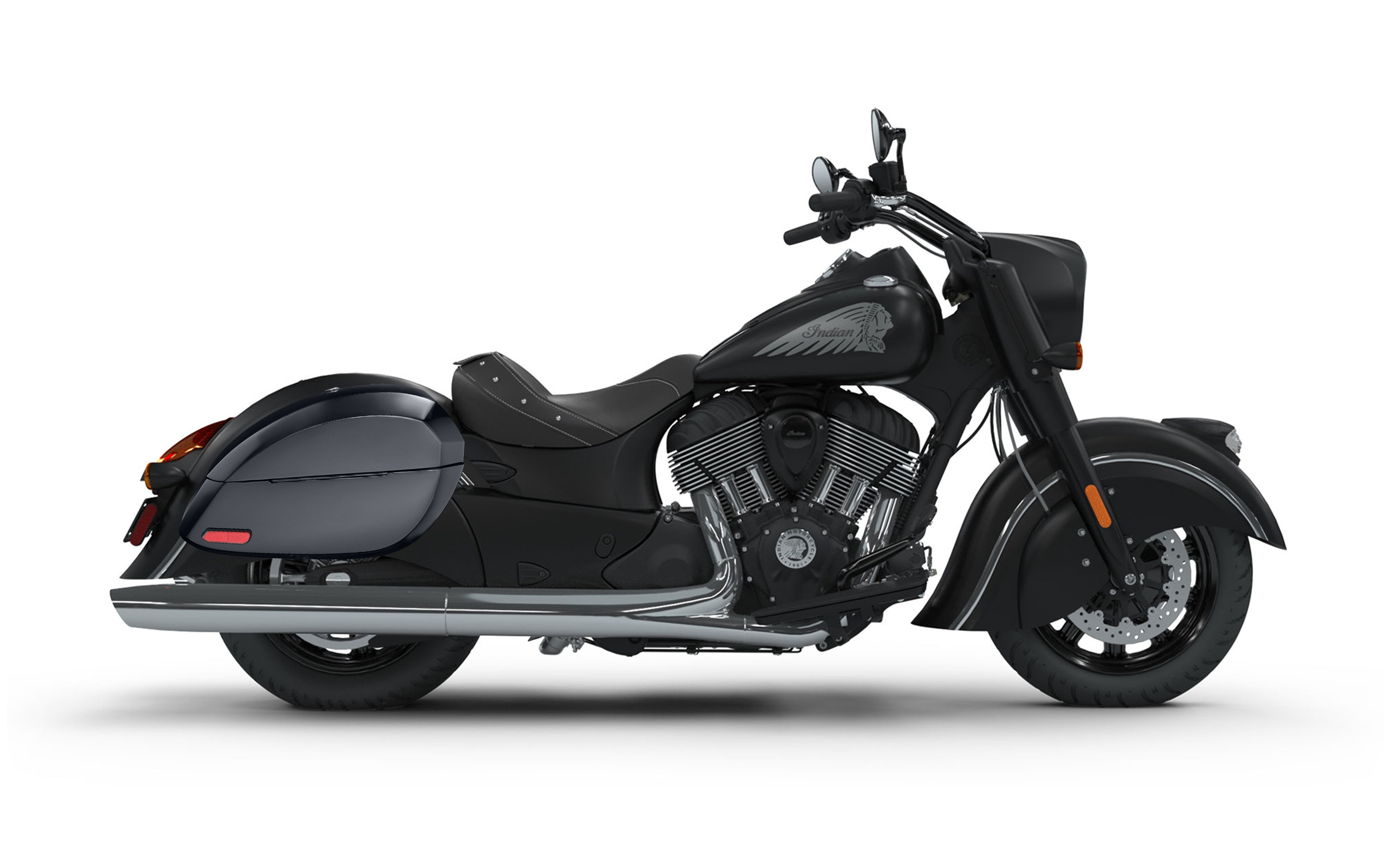 28L - Phantom Large Indian Chief Darkhorse Painted Motorcycle Hard Saddlebags Bag on Bike @expand