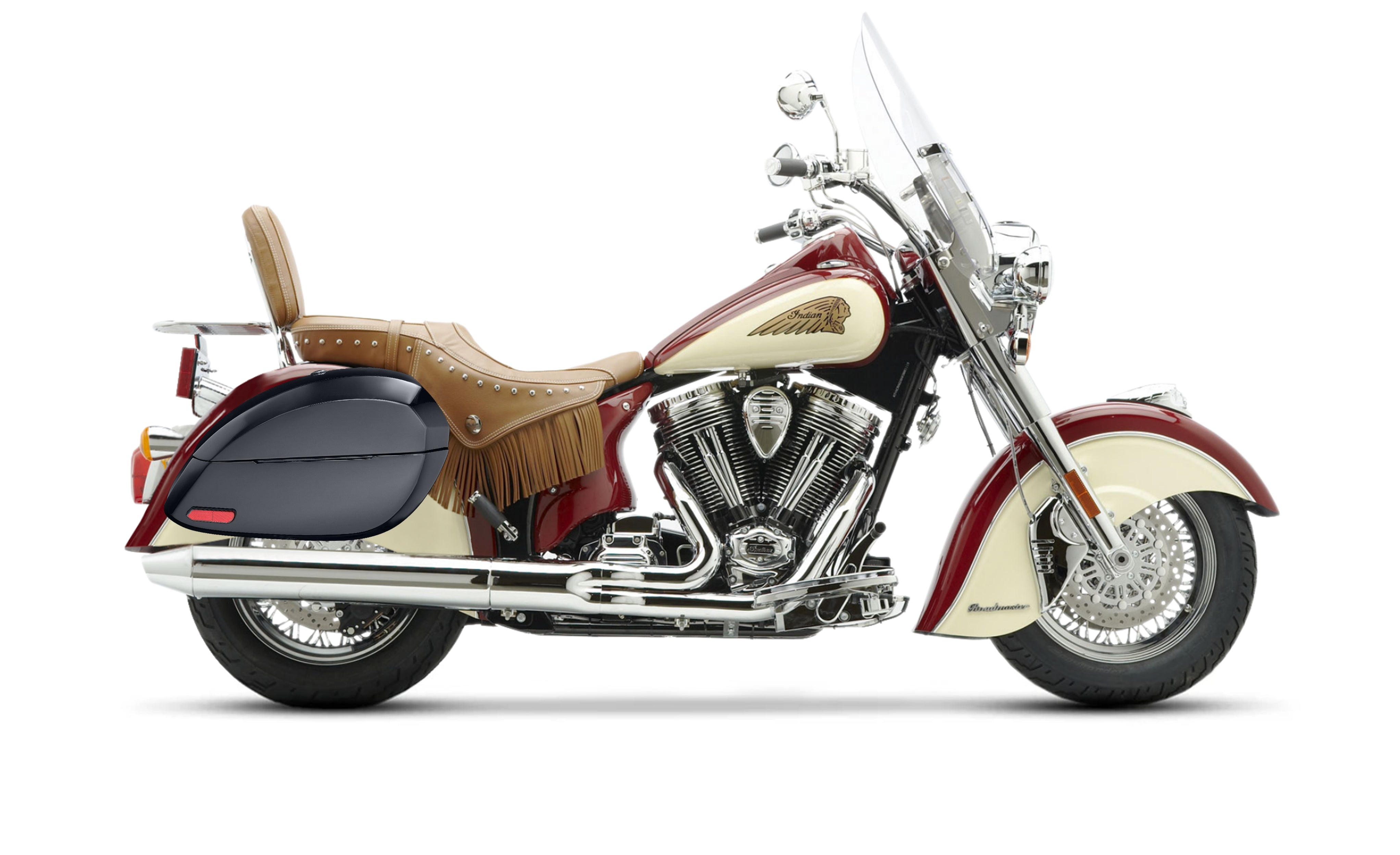 28L - Phantom Large Indian Chief Roadmaster Painted Motorcycle Hard Saddlebags Bag on Bike @expand