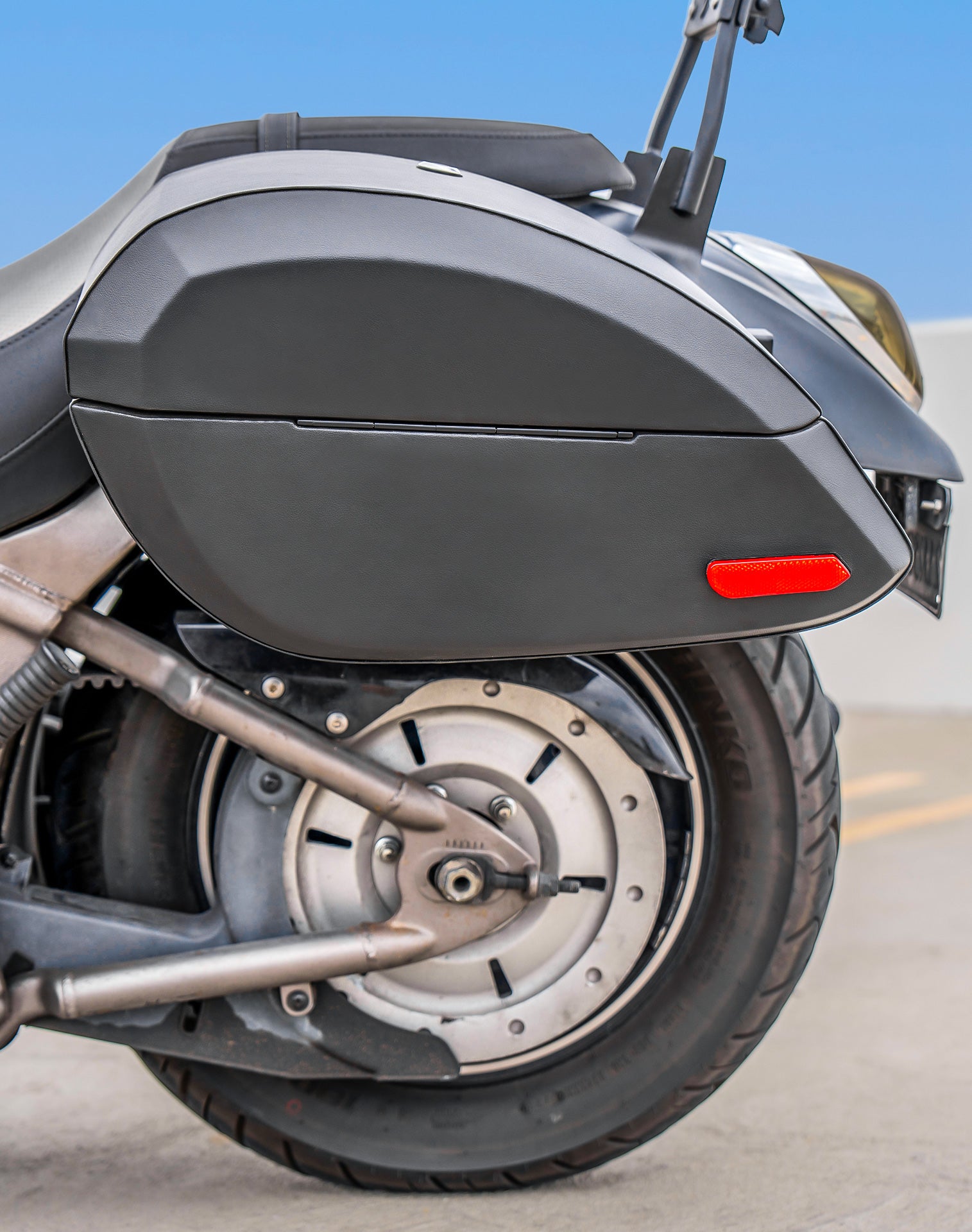 28L - Phantom Large Kawasaki Vulcan 900 Custom VN900C Leather Wrapped Motorcycle Hard Saddlebags Lifestyle Lifestyle