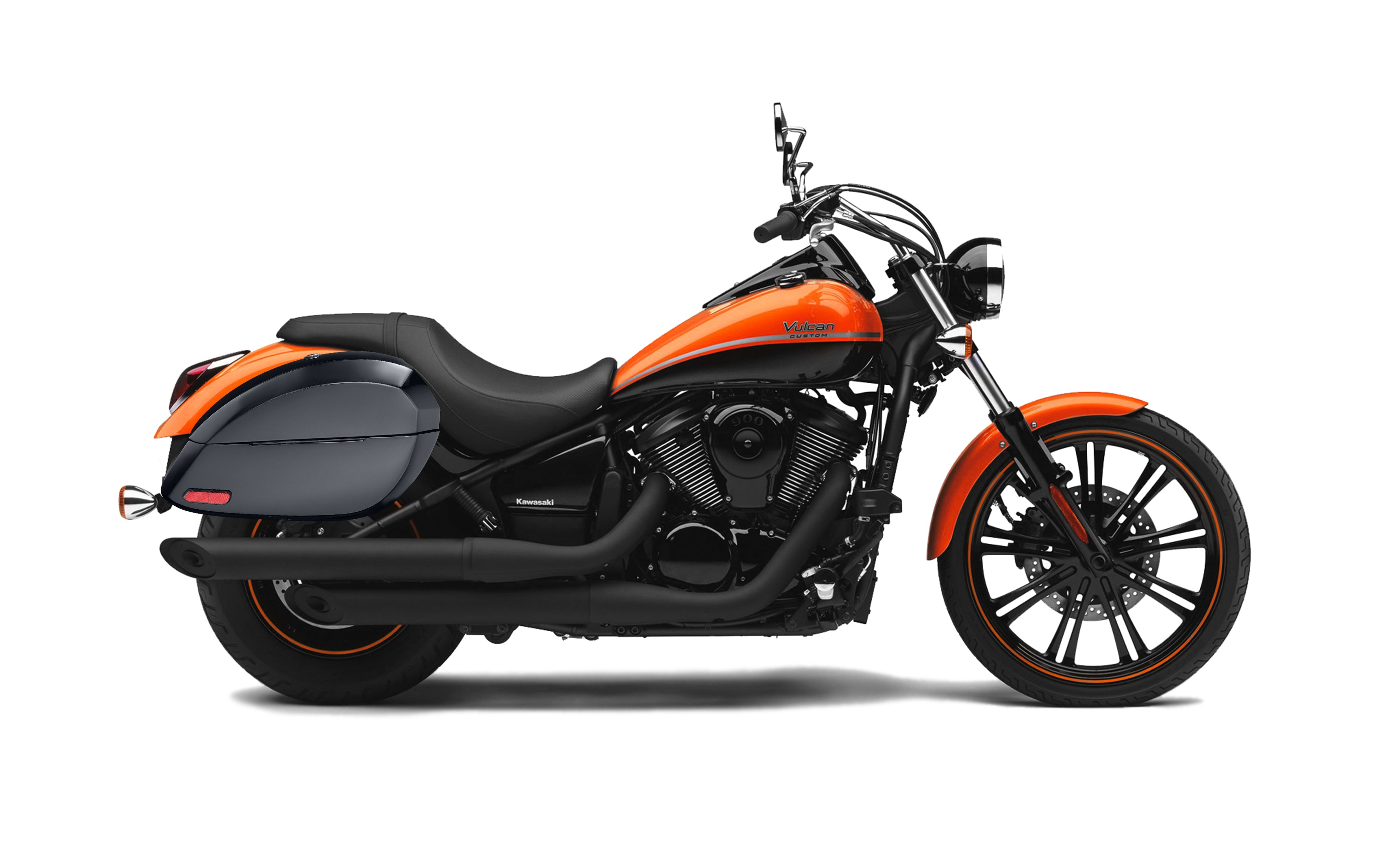 28L - Phantom Large Kawasaki Vulcan 900 Custom VN900C Painted Motorcycle Hard Saddlebags Bag on Bike @expand