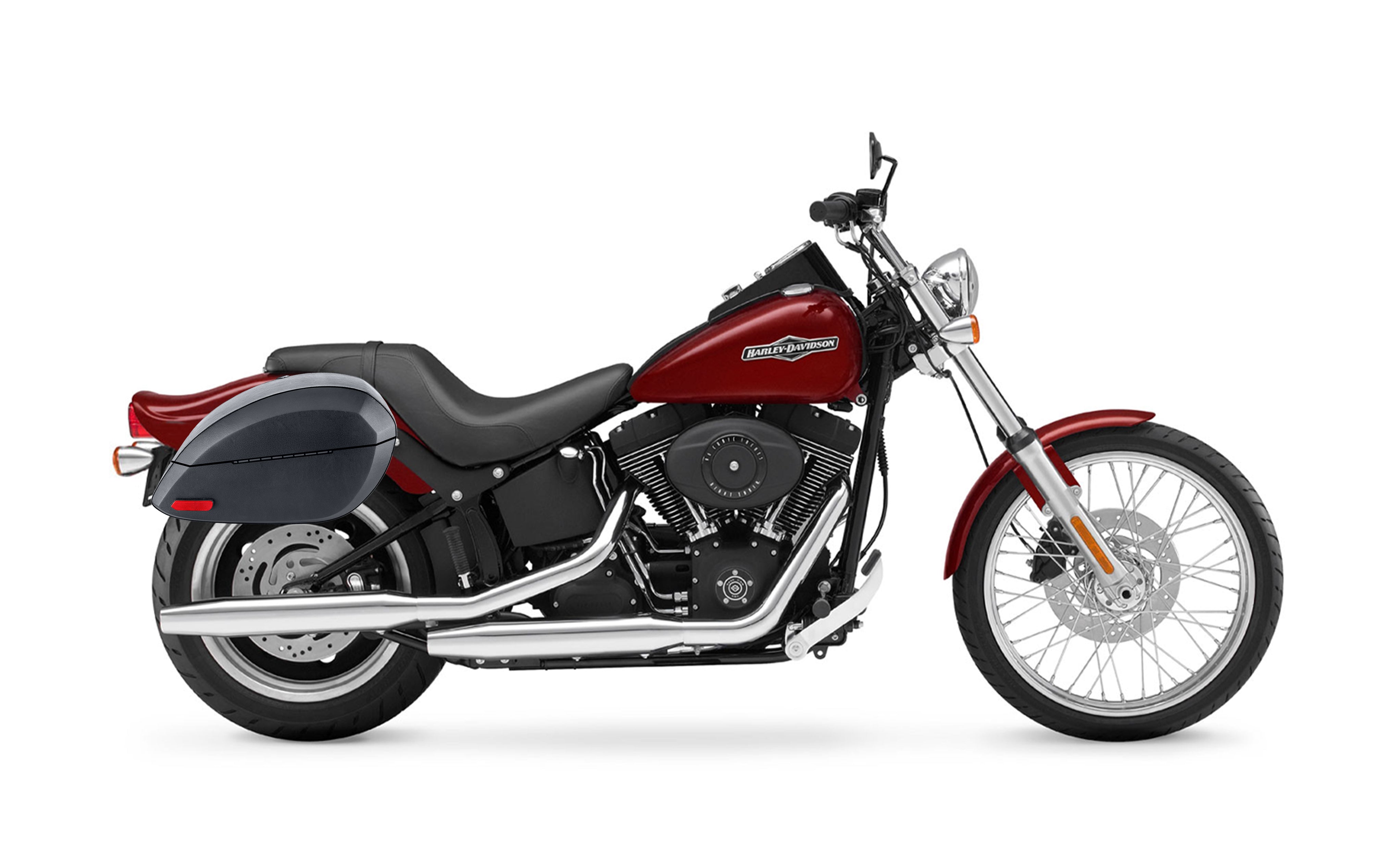 28L - Phantom Large Leather Wrapped Motorcycle Hard Saddlebags For Harley Softail Night Train FXSTB/I Bag on Bike @expand