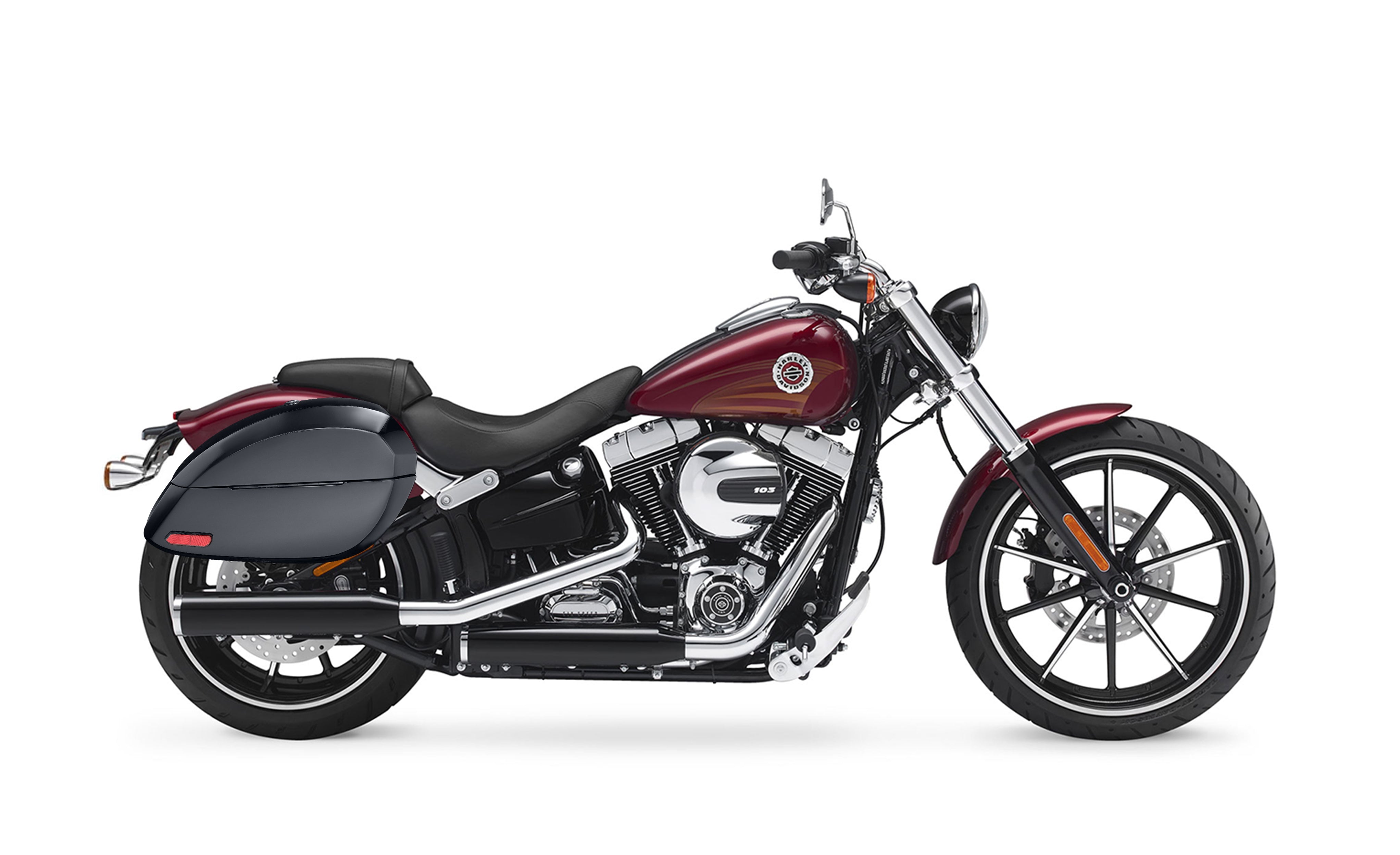 28L - Phantom Large Painted Motorcycle Hard Saddlebags For Harley Softail Breakout FXSB Bag on Bike @expand