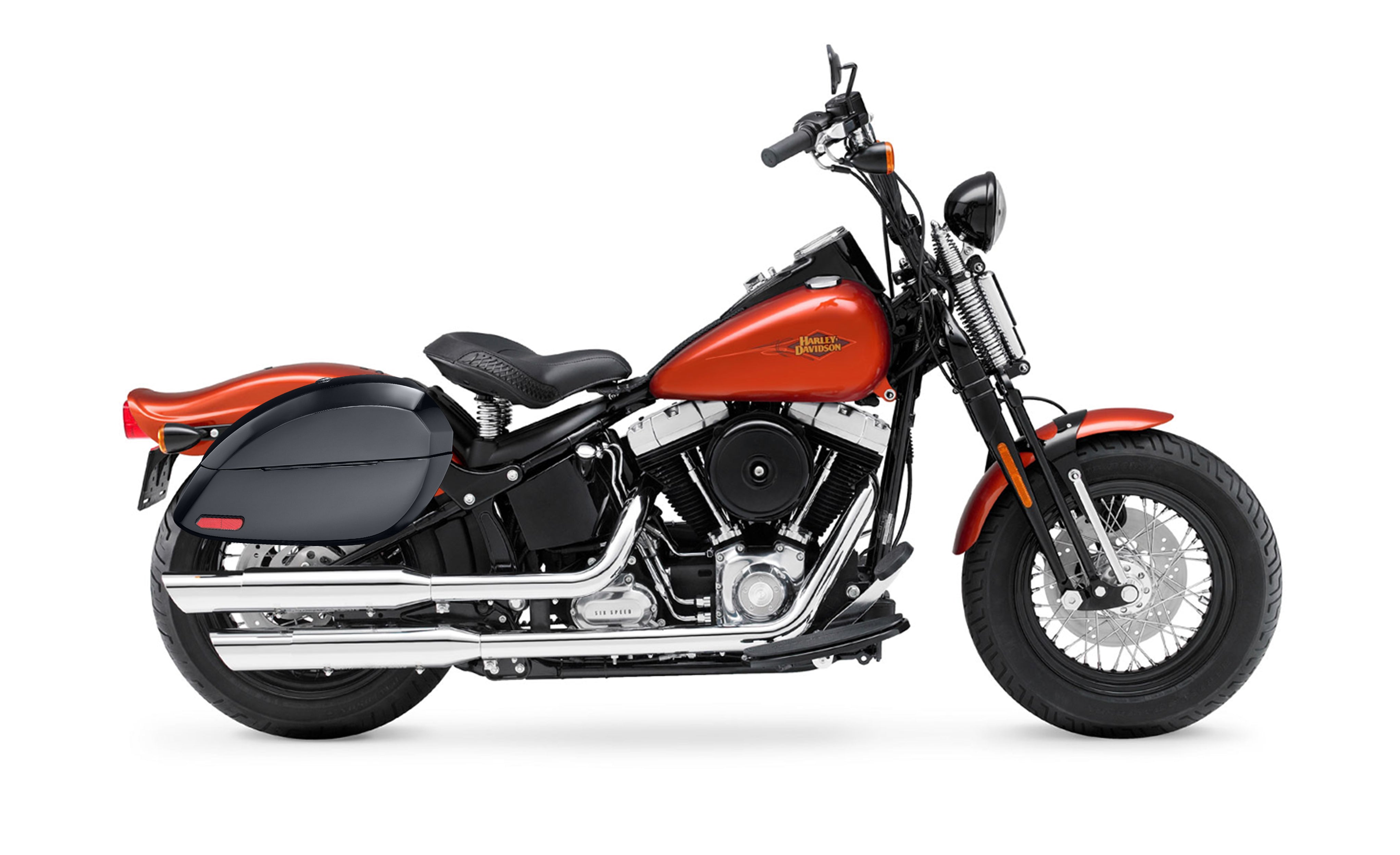 28L - Phantom Large Painted Motorcycle Hard Saddlebags For Harley Softail Cross Bones FLSTSB Bag on Bike @expand