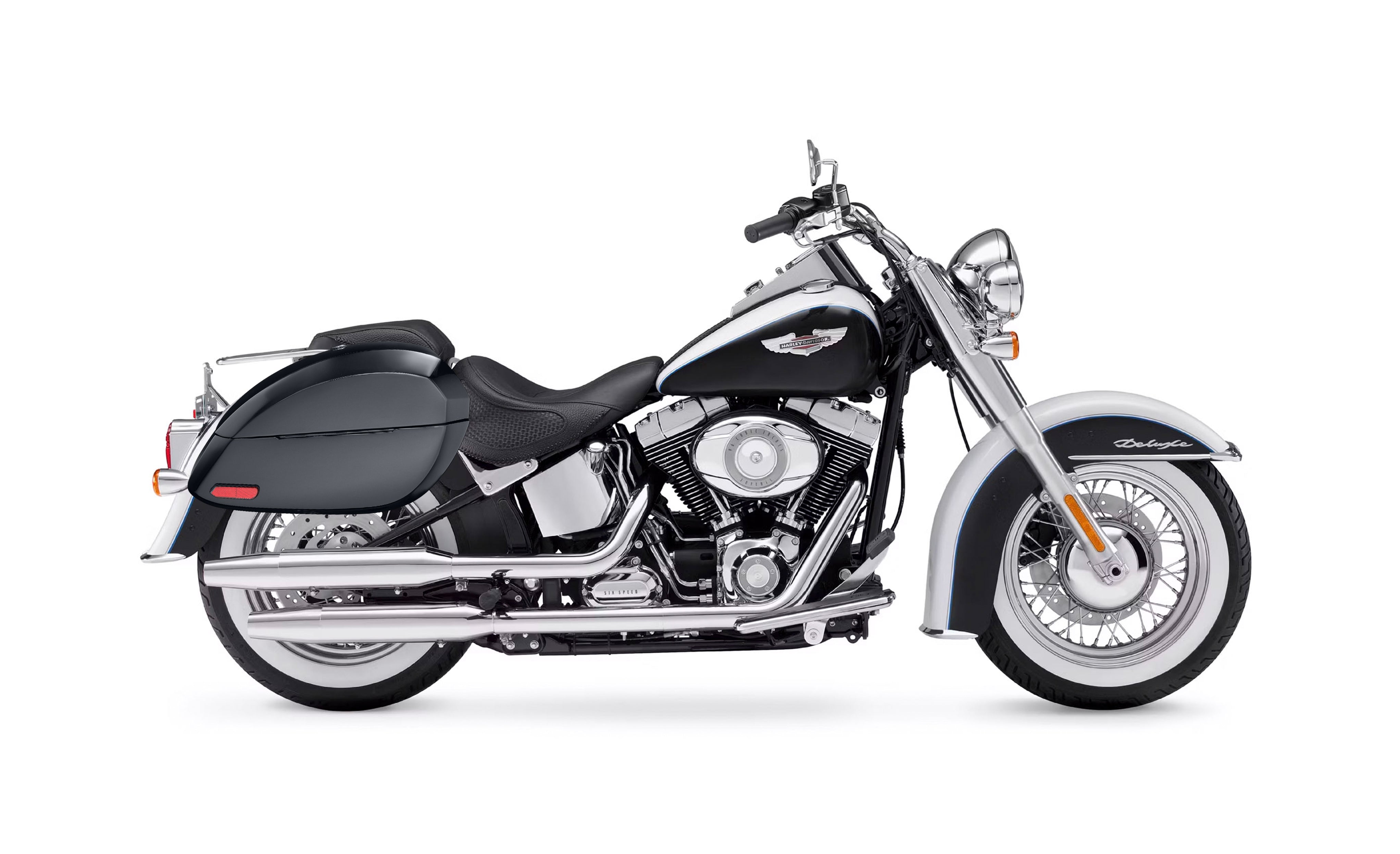 28L - Phantom Large Painted Motorcycle Hard Saddlebags For Harley Softail Deluxe FLSTN/I Bag on Bike @expand