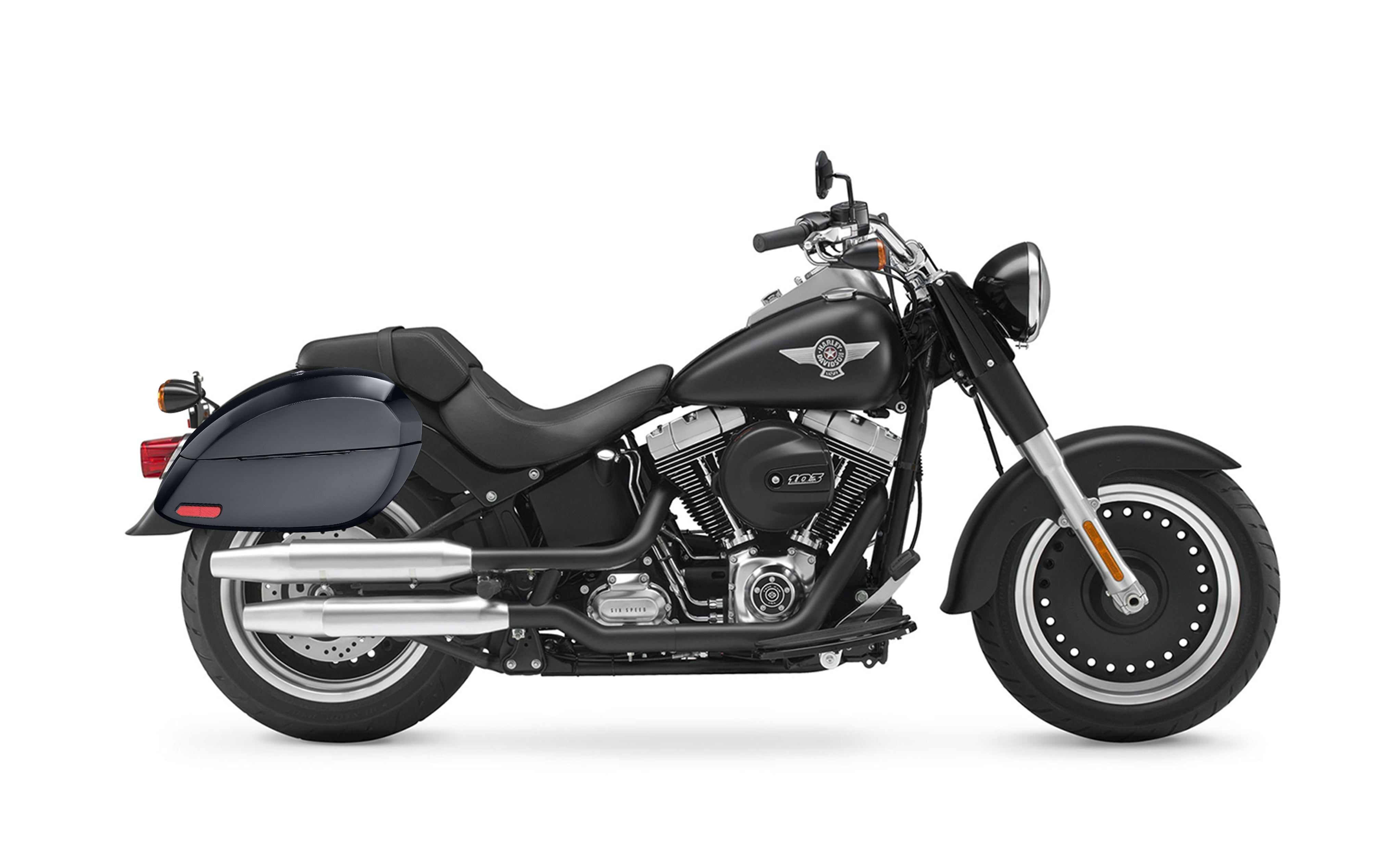 28L - Phantom Large Painted Motorcycle Hard Saddlebags For Harley Softail Fat Boy Lo FLSTFB Bag on Bike @expand