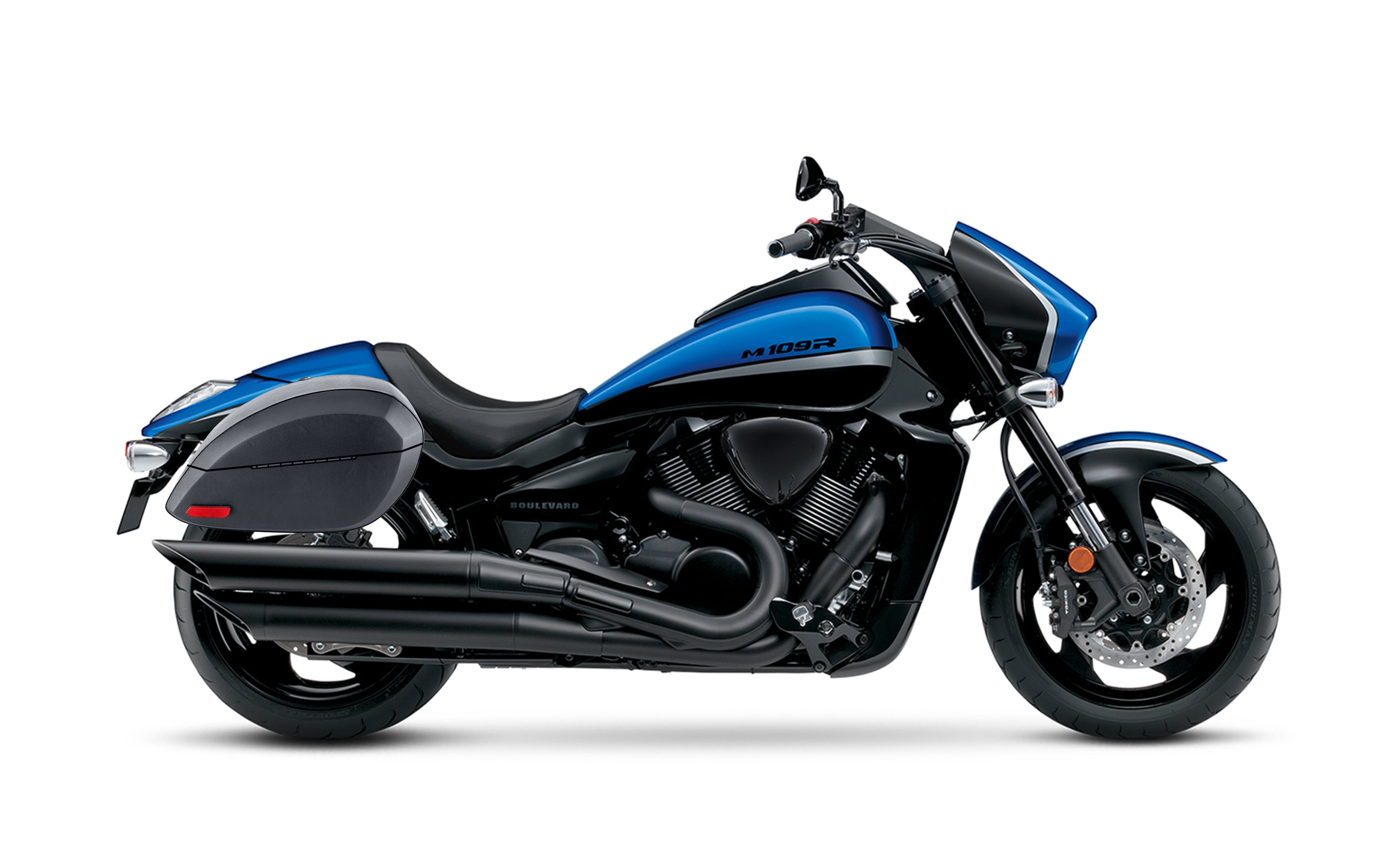 28L - Phantom Large Suzuki Boulevard M109 VZR1800 Leather Wrapped Motorcycle Hard Saddlebags Bag on Bike @expand