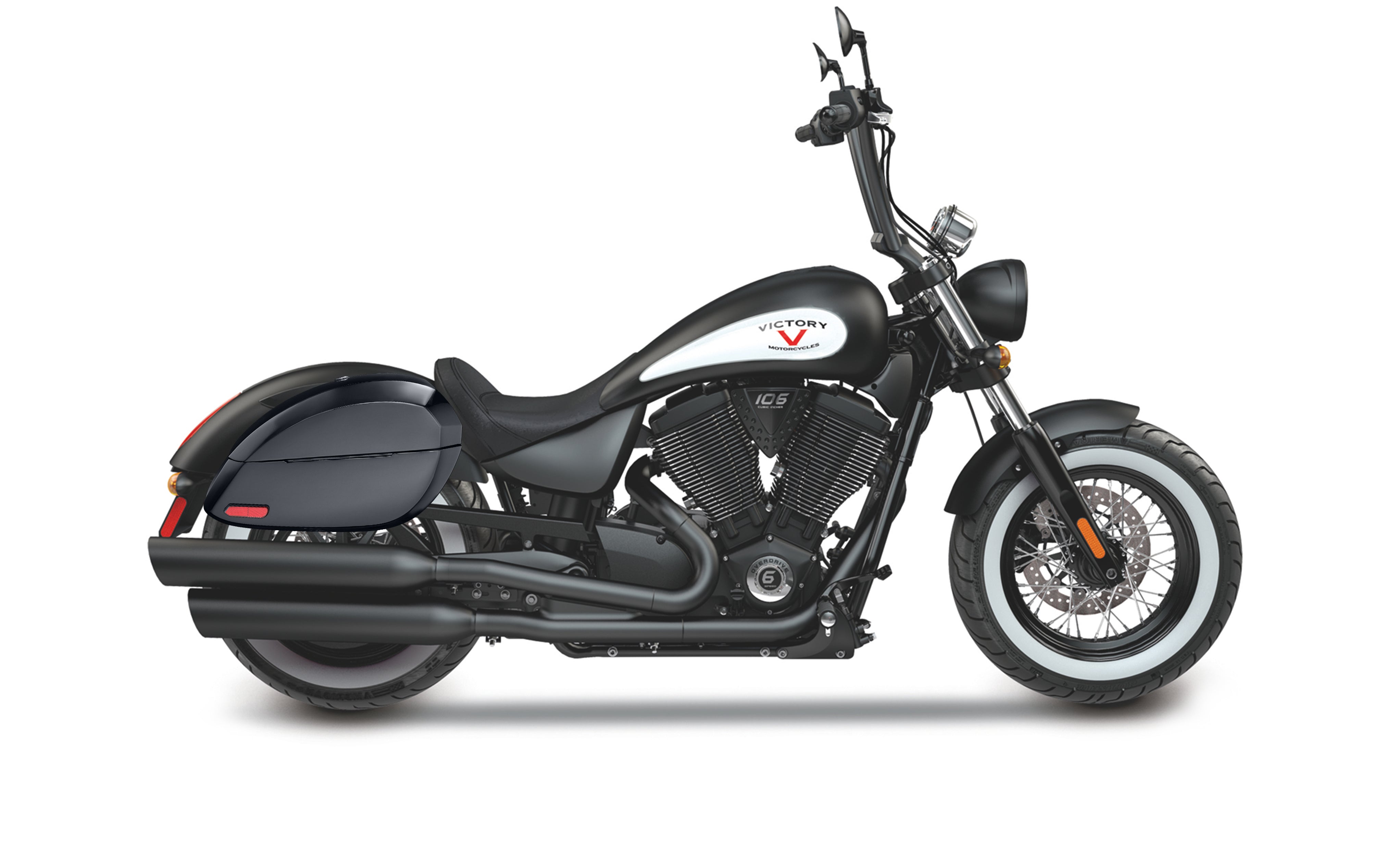 28L - Phantom Large Victory High Ball Painted Motorcycle Hard Saddlebags Bag on Bike @expand