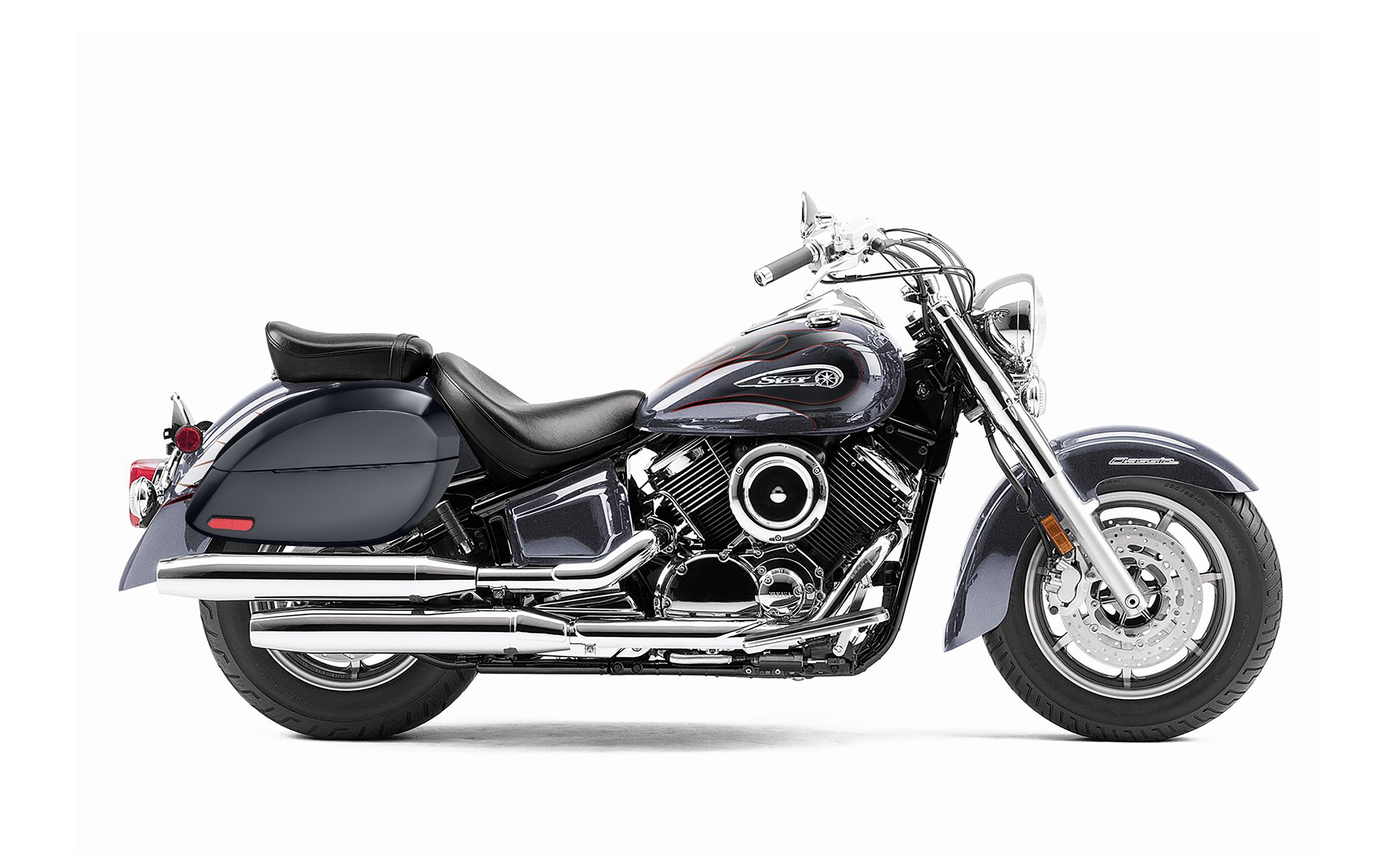 28L - Phantom Large Yamaha V Star 1100 Classic XVS11A Painted Motorcycle Hard Saddlebags Bag on Bike @expand