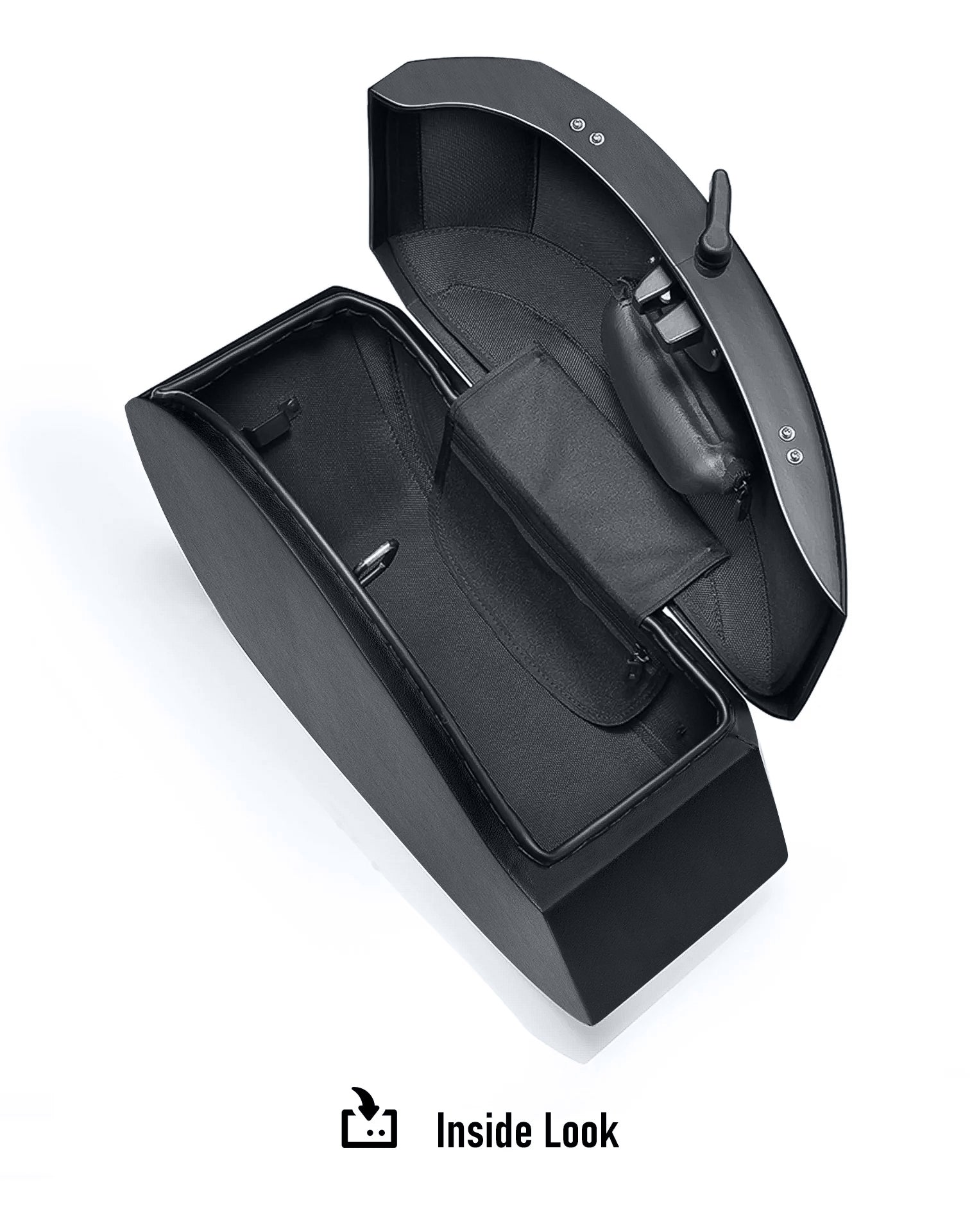 28L - Phantom Large Yamaha V Star 1100 Custom XVS11T Leather Wrapped Motorcycle Hard Saddlebags Inside Look