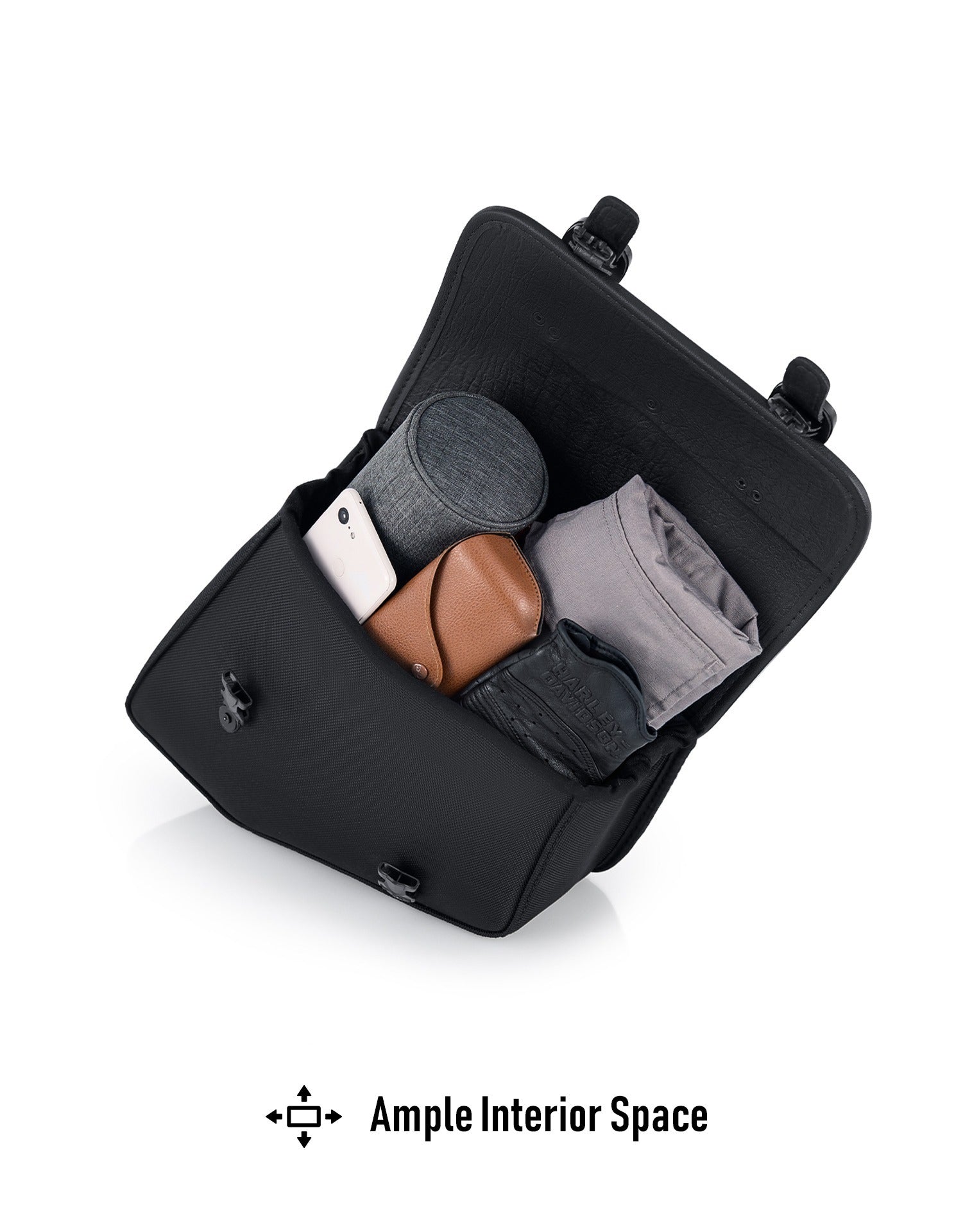 4L - Pony Indian Scout Bobber Leather Motorcycle Solo Bag (Right Only) Inside Look