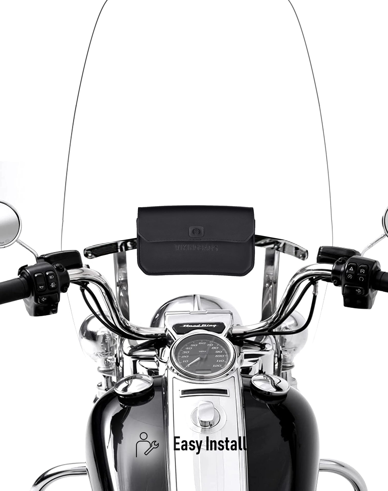 Viking Premium Motorcycle Windshield Bag Easy Install