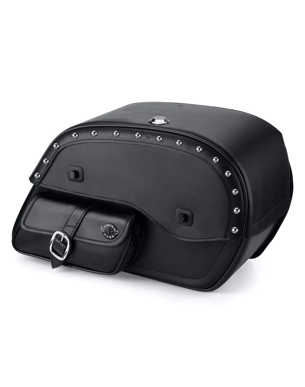 Viking Side Pocket Large Studded Indian Chief Darkhorse Leather Motorcycle Saddlebags Main View