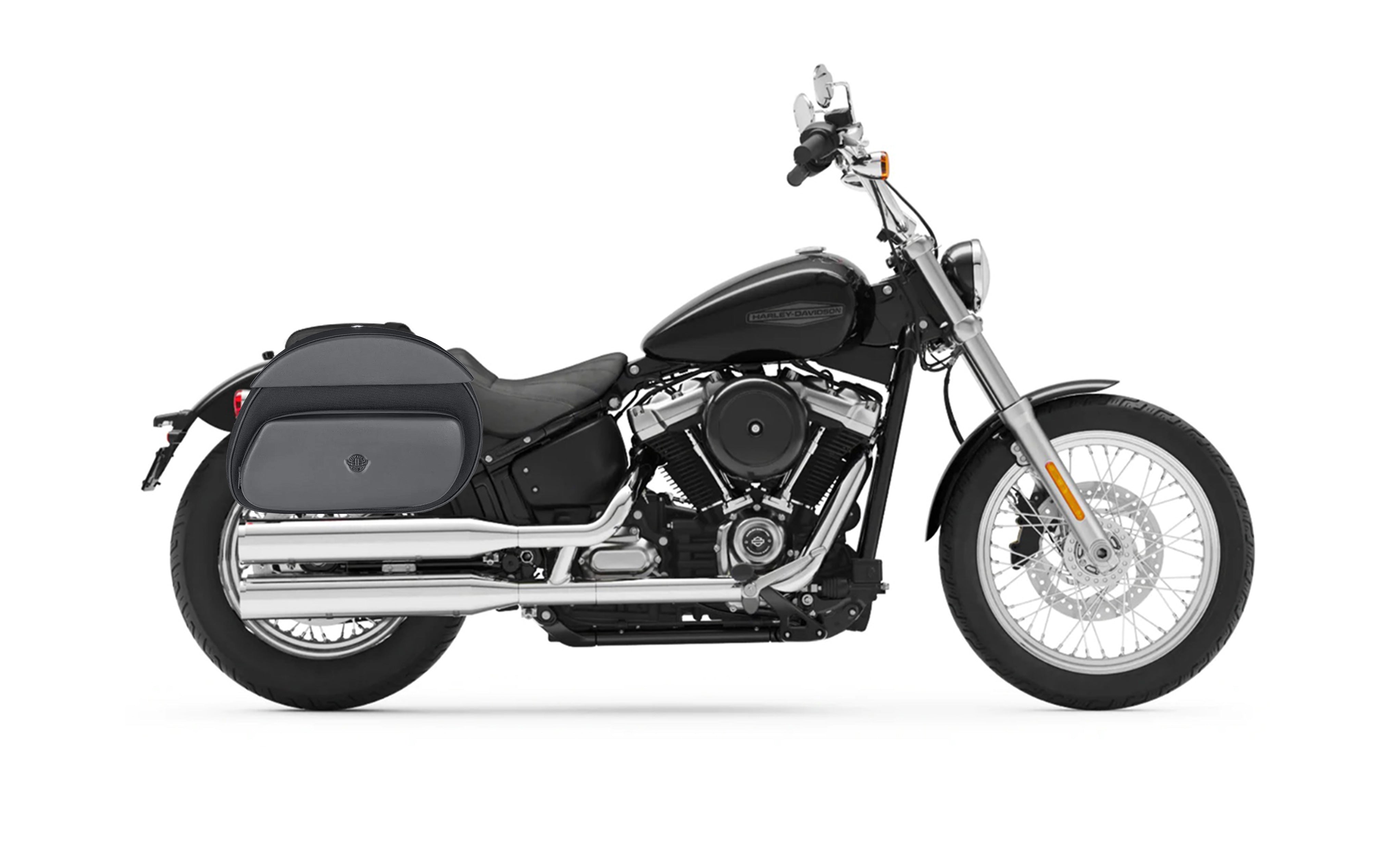 30L - Stealth Quick Mount Saddlebags for Harley Softail Standard FXST Bag on Bike @expand
