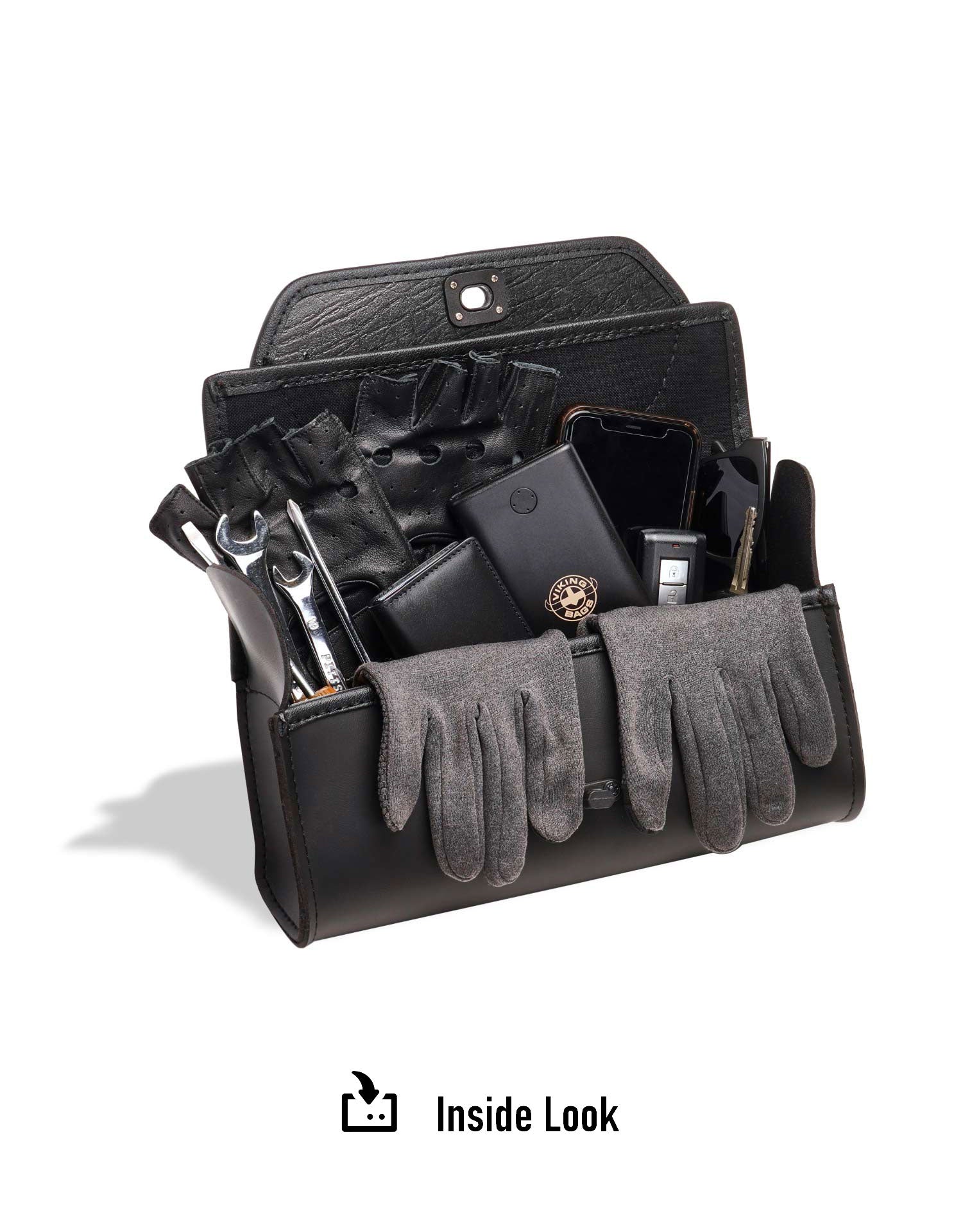 3L - Twist Essential Yamaha Leather Motorcycle Fork Bag Inside Look
